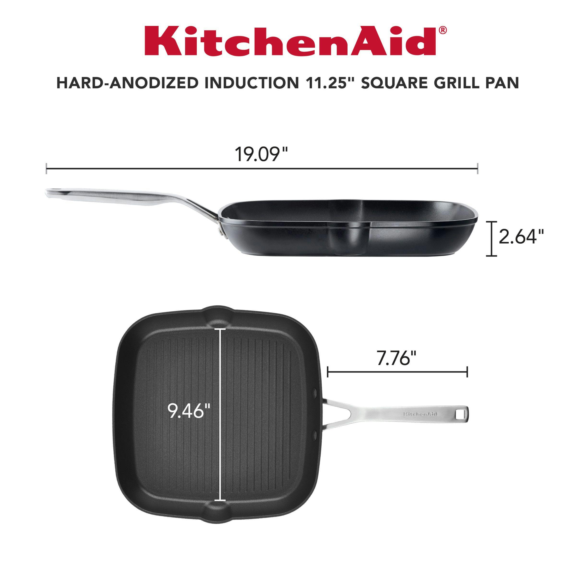 KitchenAid Stainless Steel Nonstick 10.25 Induction Grill Pan, Brushed  Stainless Steel 