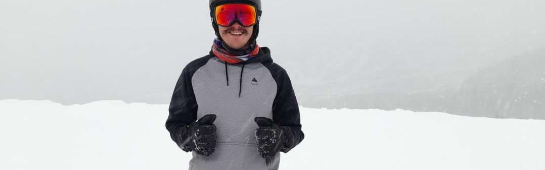 Austin Schimmel wearing the Burton Profile Gloves at the top of the mountain.