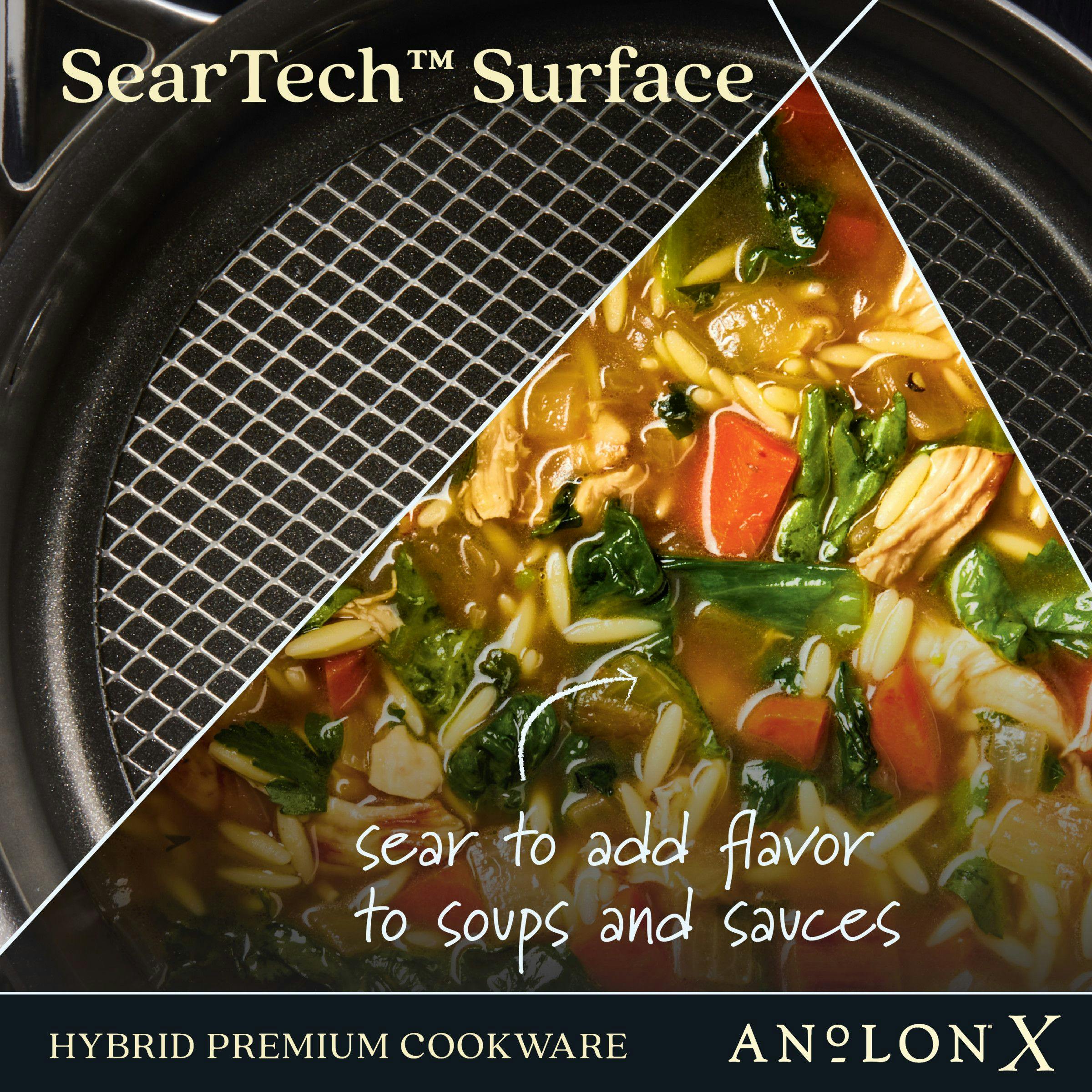 Anolon X Hybrid Nonstick Induction Saucepan With Lid, 3-Quart, Super Dark Gray