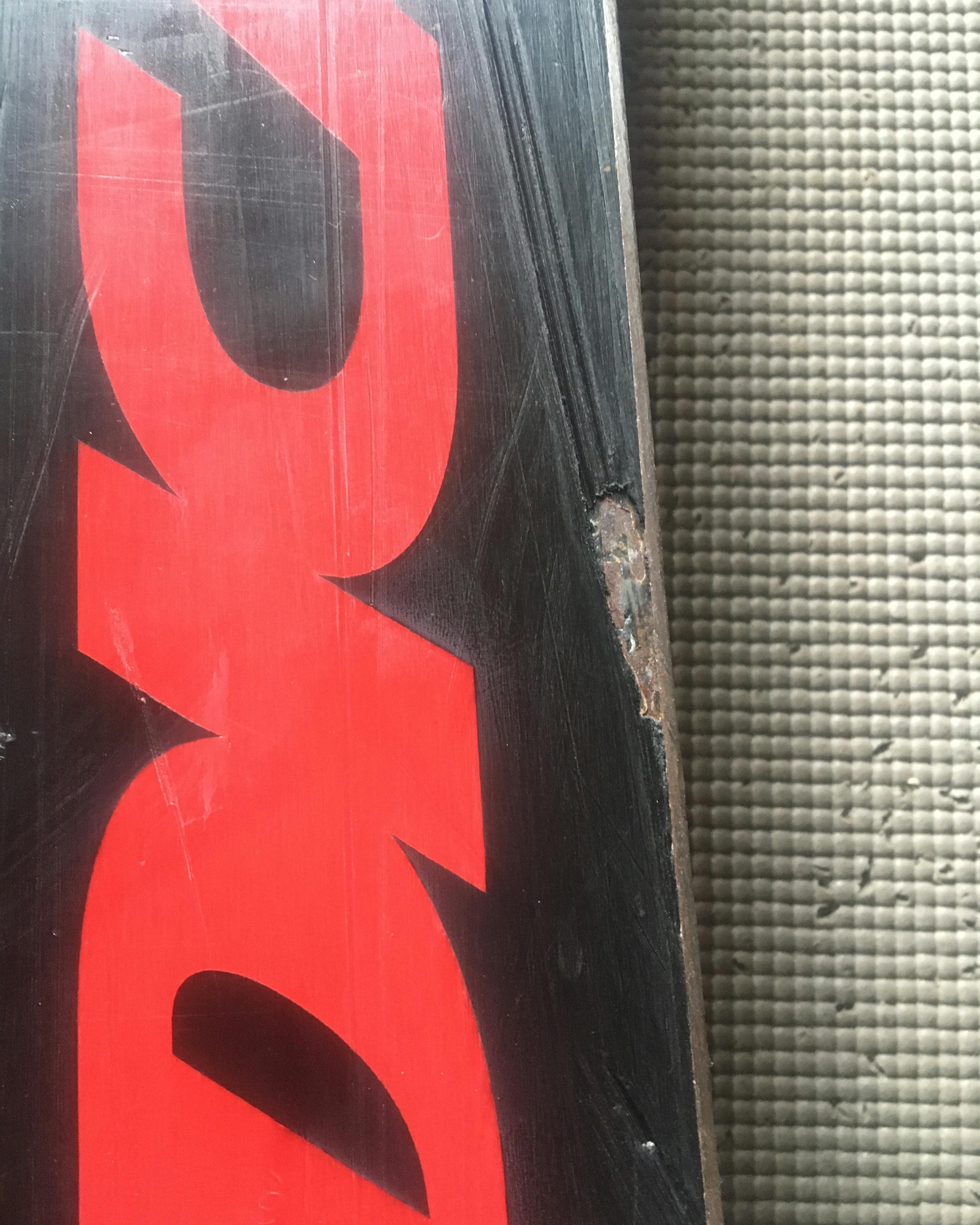 Closeup photo of natural wear and tear of Nordica Enforcer 94 Skis
