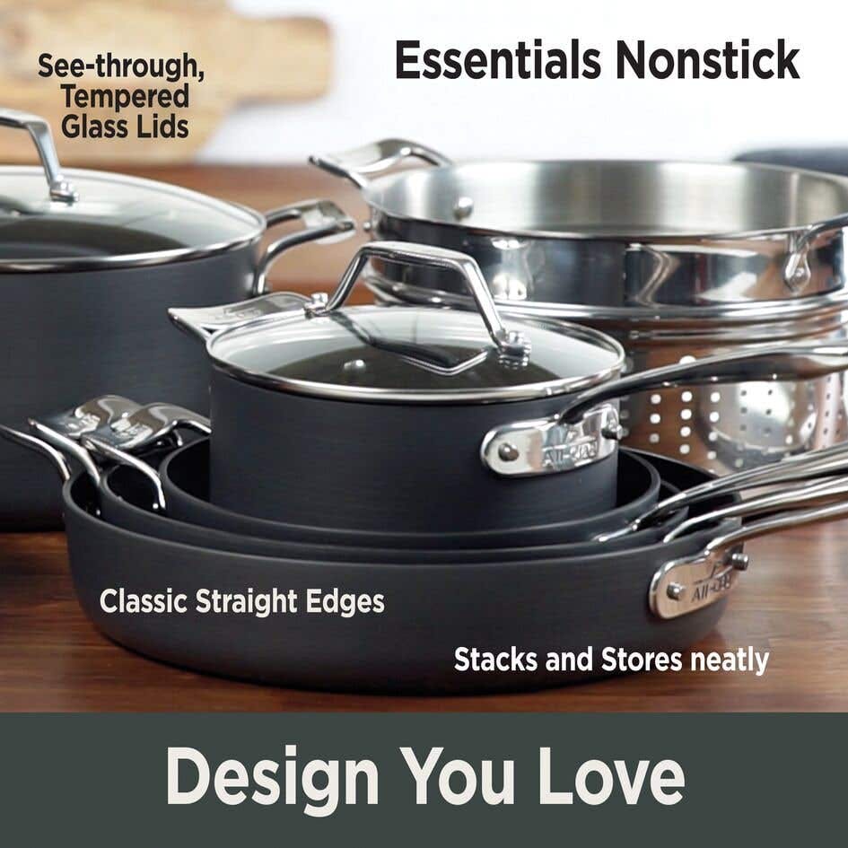 All-Clad Essentials Non-Stick Saucepans with Lids, Set of 2 + Reviews