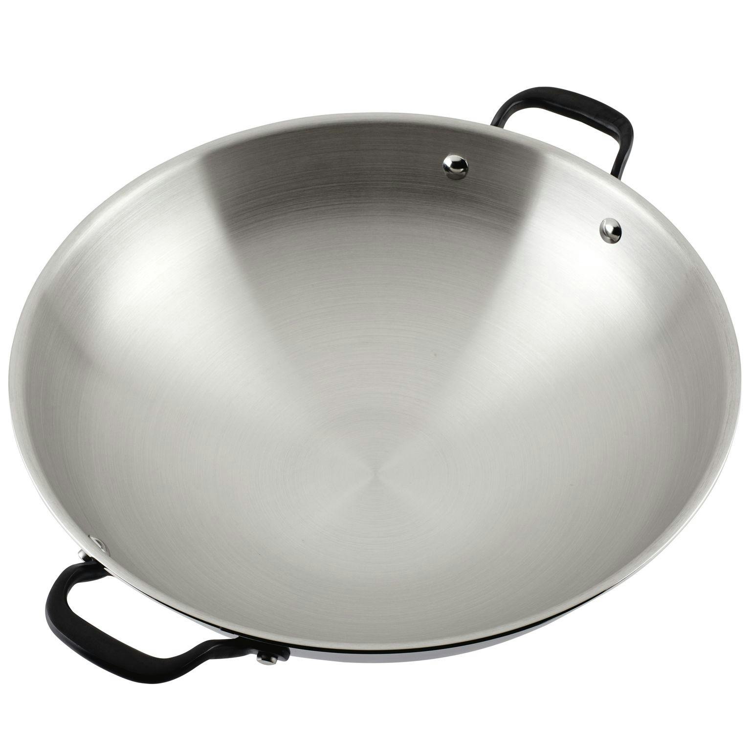 KitchenAid 5-Ply Clad Stainless Steel Induction Wok, 15-Inch, Polished Stainless Steel