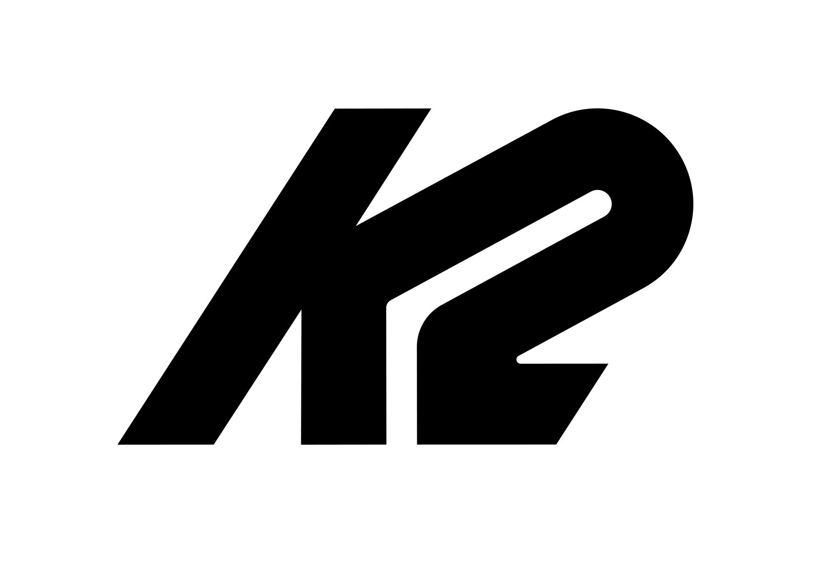 The K2 logo reads "K2" in an interconnected, single-line text. 