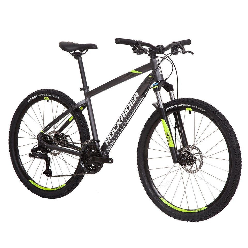 Decathlon Rockrider ST520 24-Speed Mountain Bike · Dark Grey/Neon Green · M