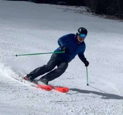 A man skiing with the Storm Rose Flash lenses. 