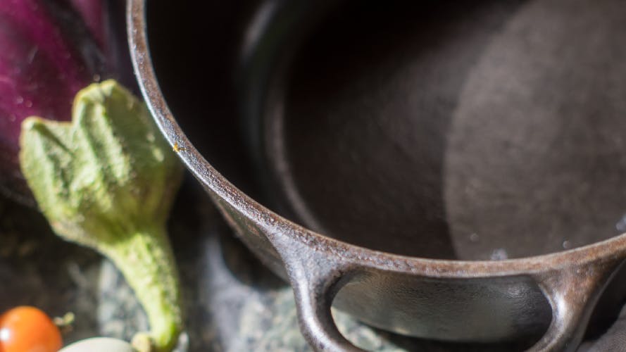 Cast iron pot close-up