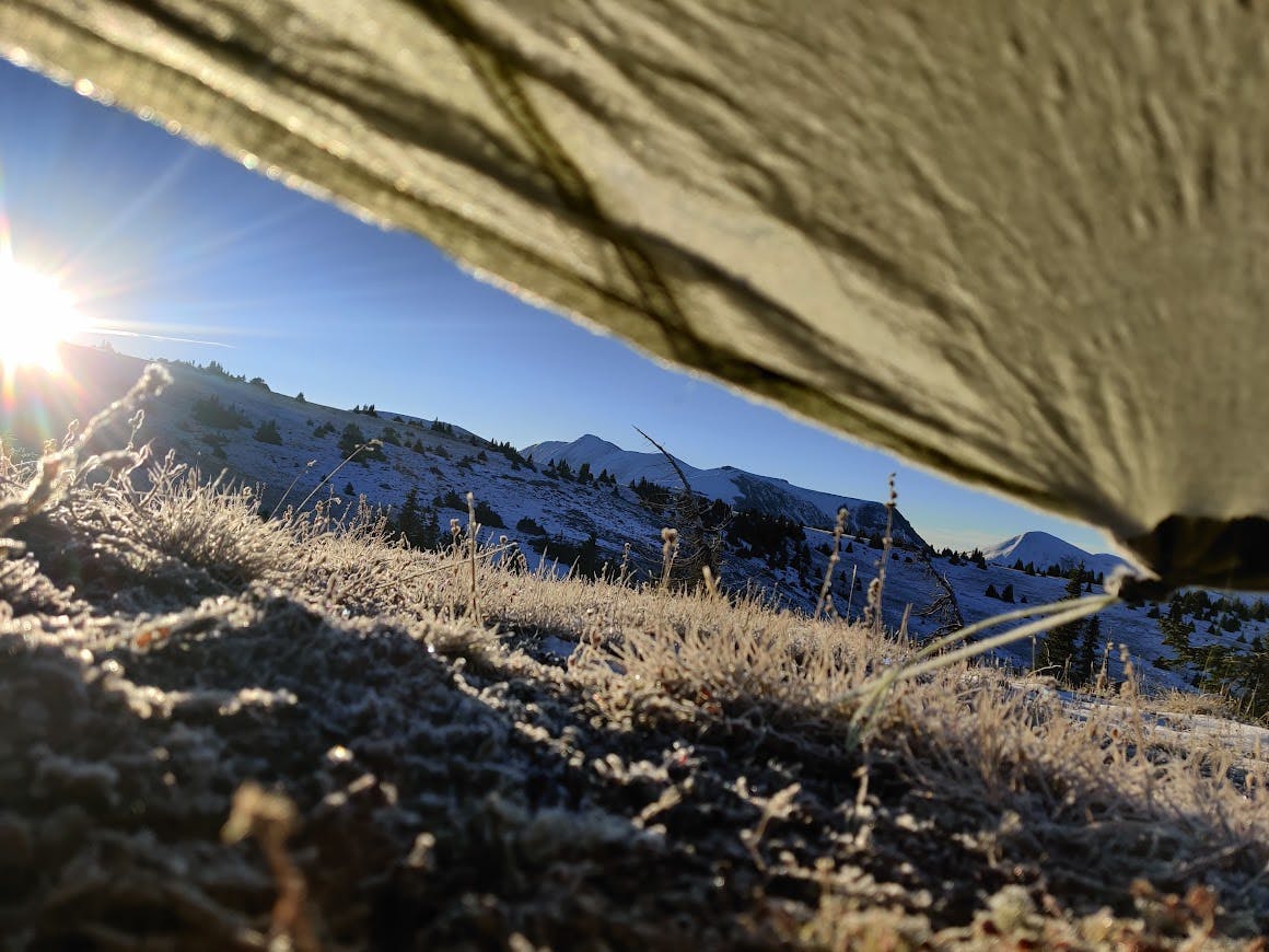 Slept well on a ridge in Colorado, even in very cold conditions, since I was prepared!