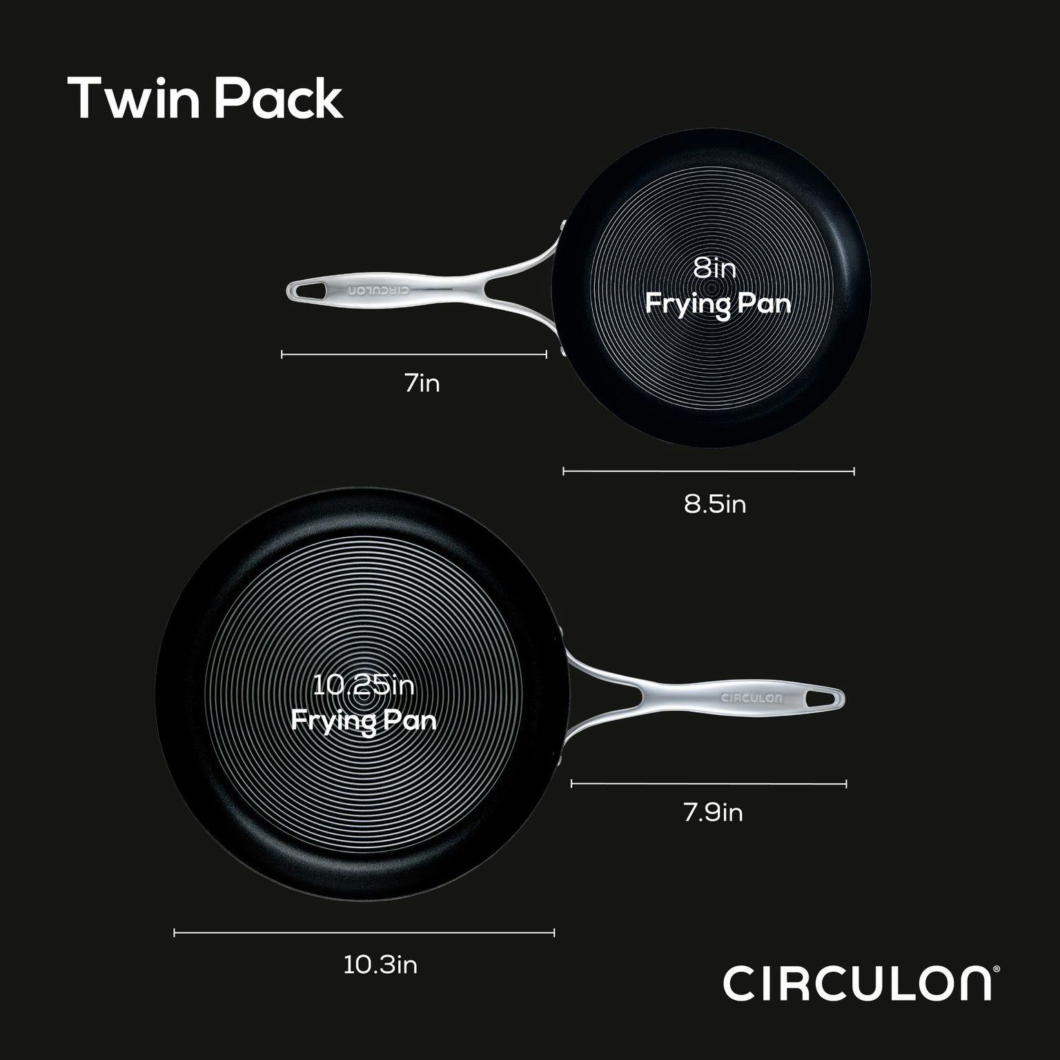Circulon Stainless Steel Induction Frying Pan Set with SteelShield Hybrid Stainless and Nonstick Technology, 2-piece, Silver