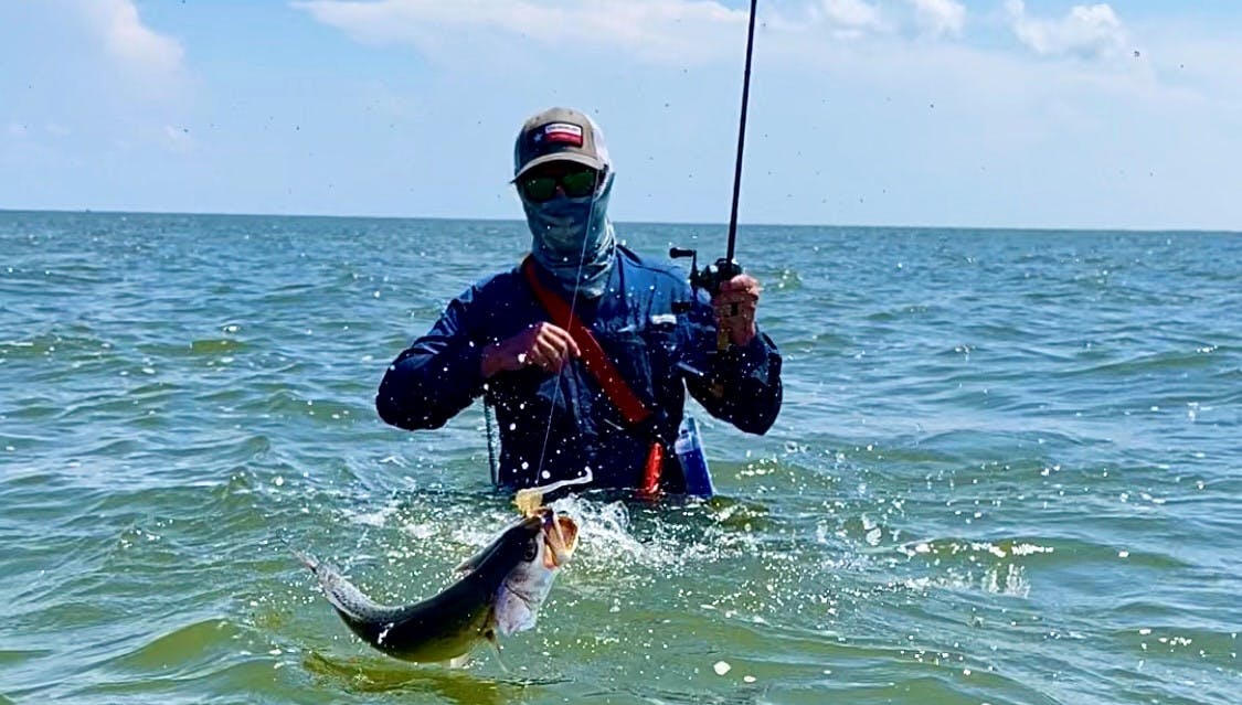 Zachary Symm with a Baffin Bay speckled trout