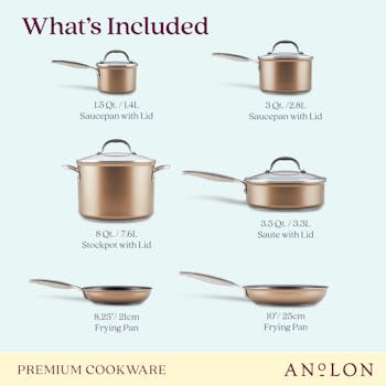 Anolon X Hybrid Nonstick Cookware Induction Pots and Pans Set · 7 Piece Set  - Super Dark Gray
