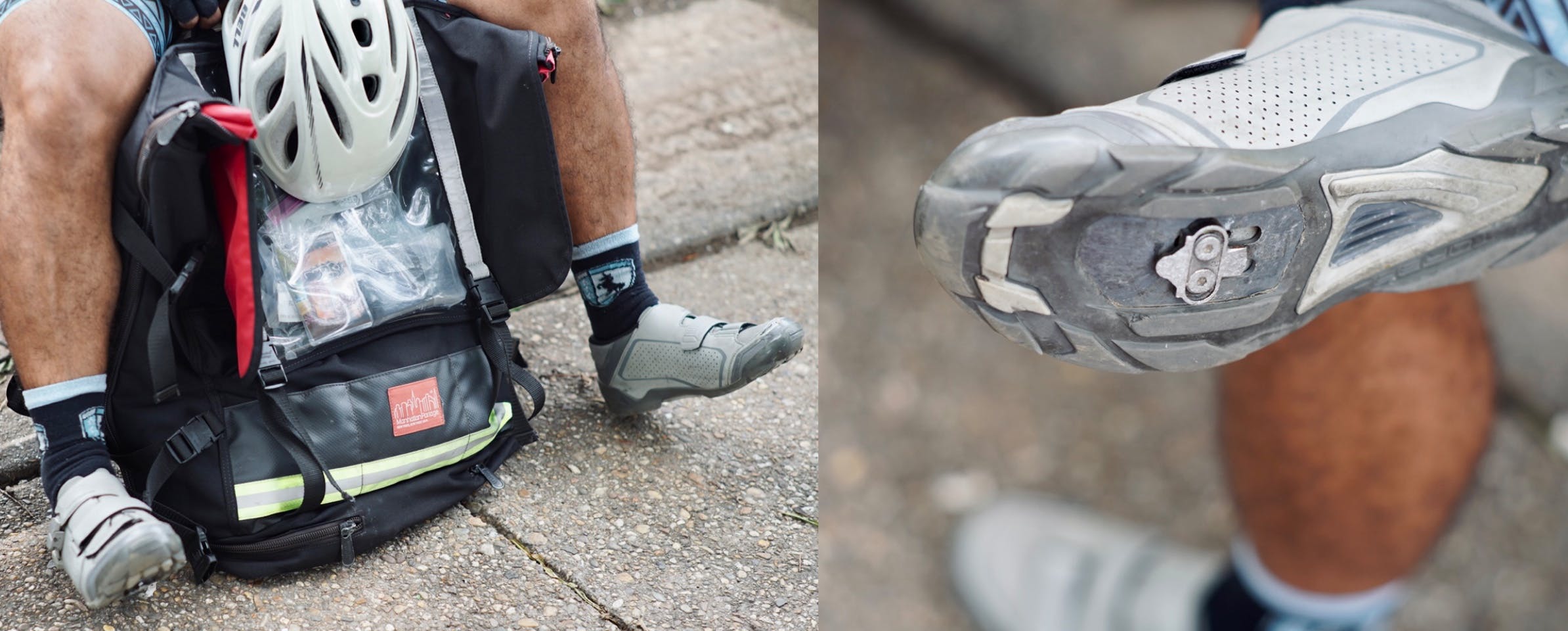Two photos of different angles of the Shimano SPD MTB shoes. 