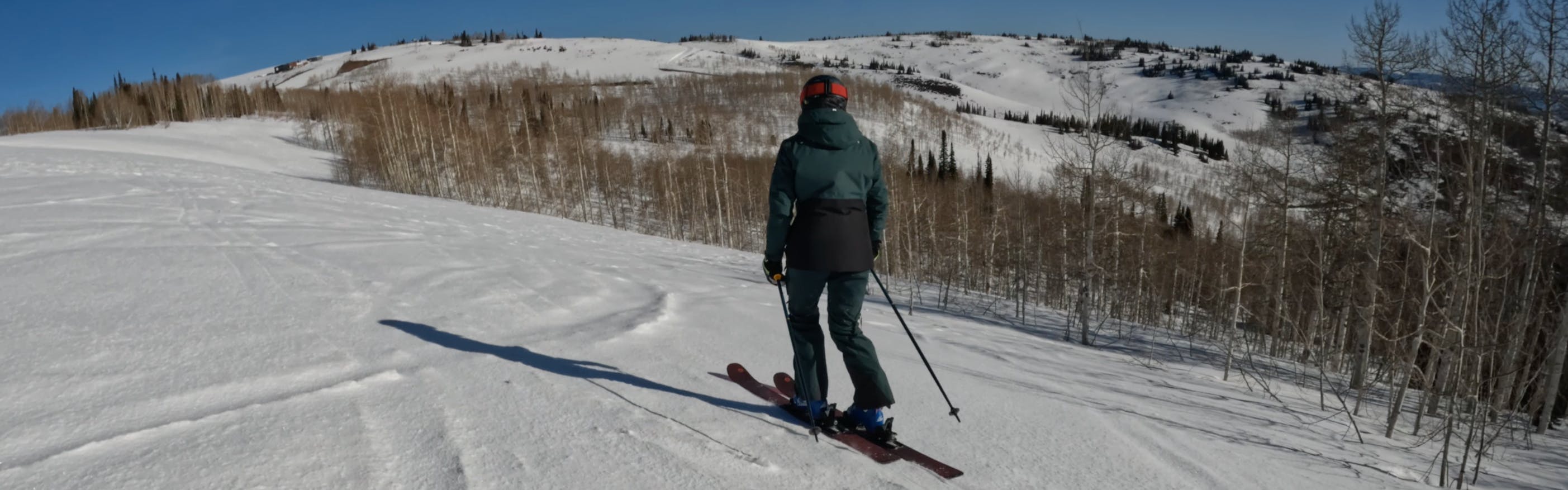 A skier on the 2023 Blizzard Black Pearl 97 Skis.