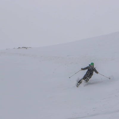 A skier on the Salomon MTN explore skis.