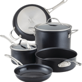 Anolon X Hybrid Nonstick Cookware Induction Pots and Pans Set, 7-Piece, Super Dark Gray