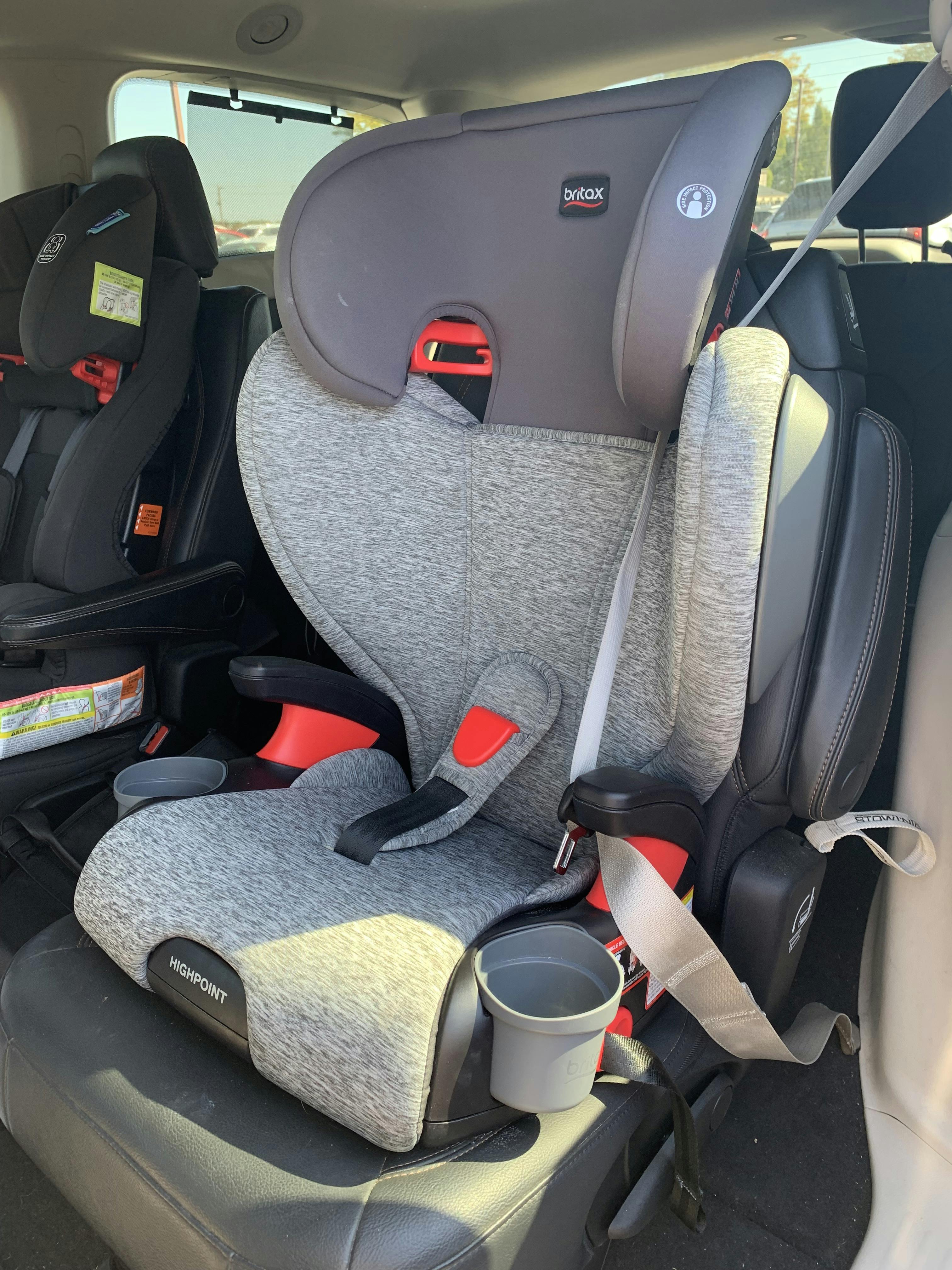 The Britax Highpoint 2-Stage Booster Car Seat in a car. 