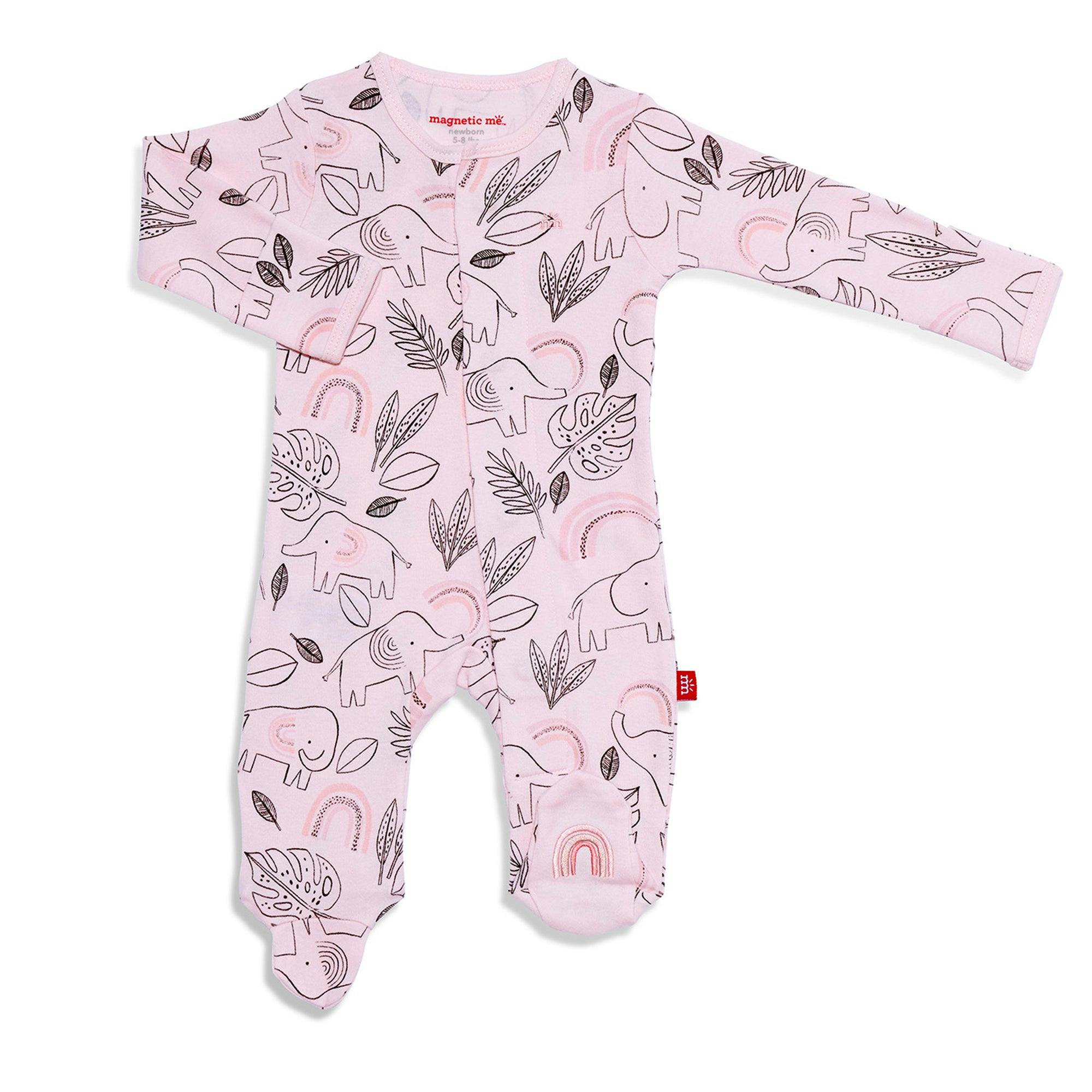 Magnetic Me Organic Cotton Footie Ellie Go Lucky Pink