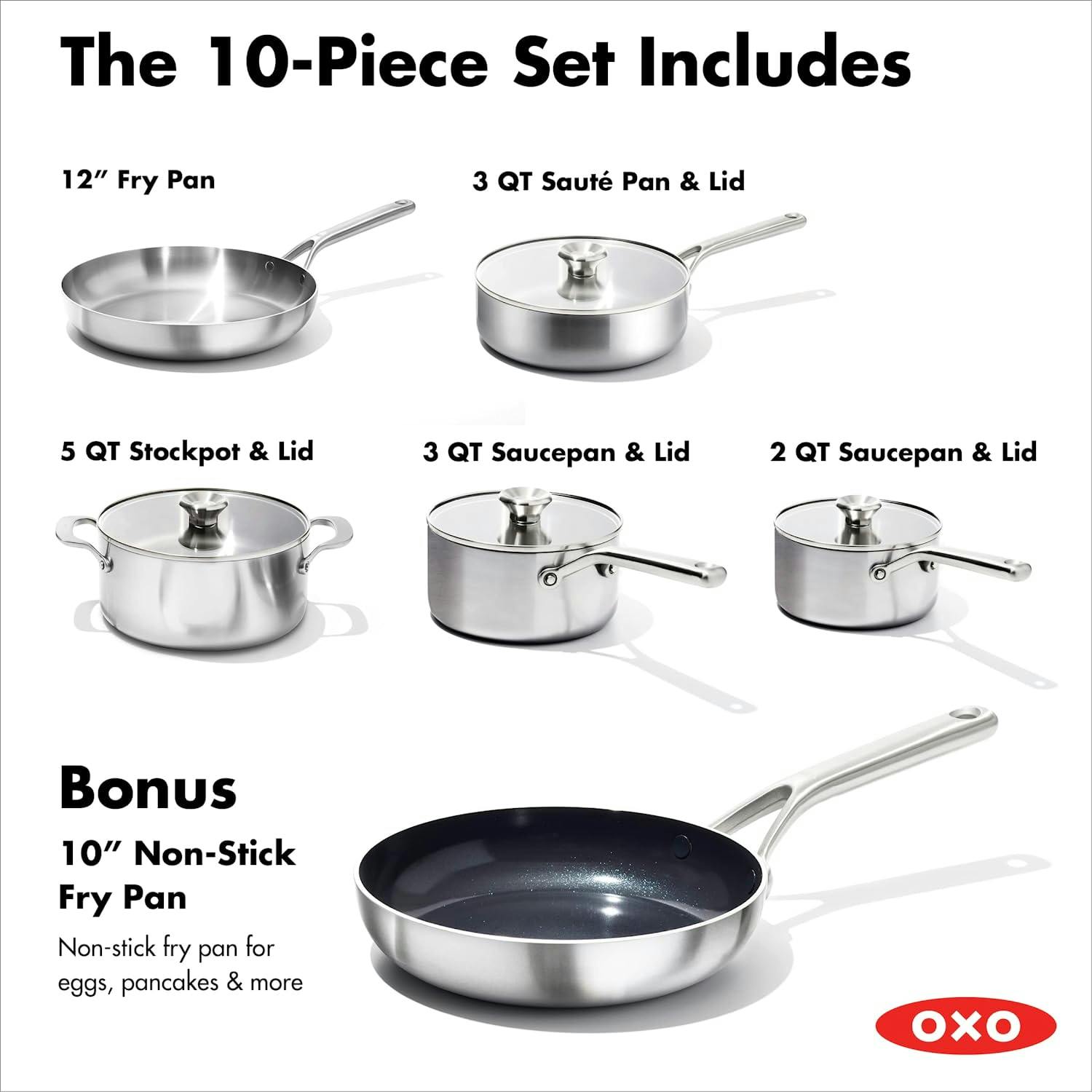 OXO Tri-Ply Stainless Mira Series · 10 Piece Set
