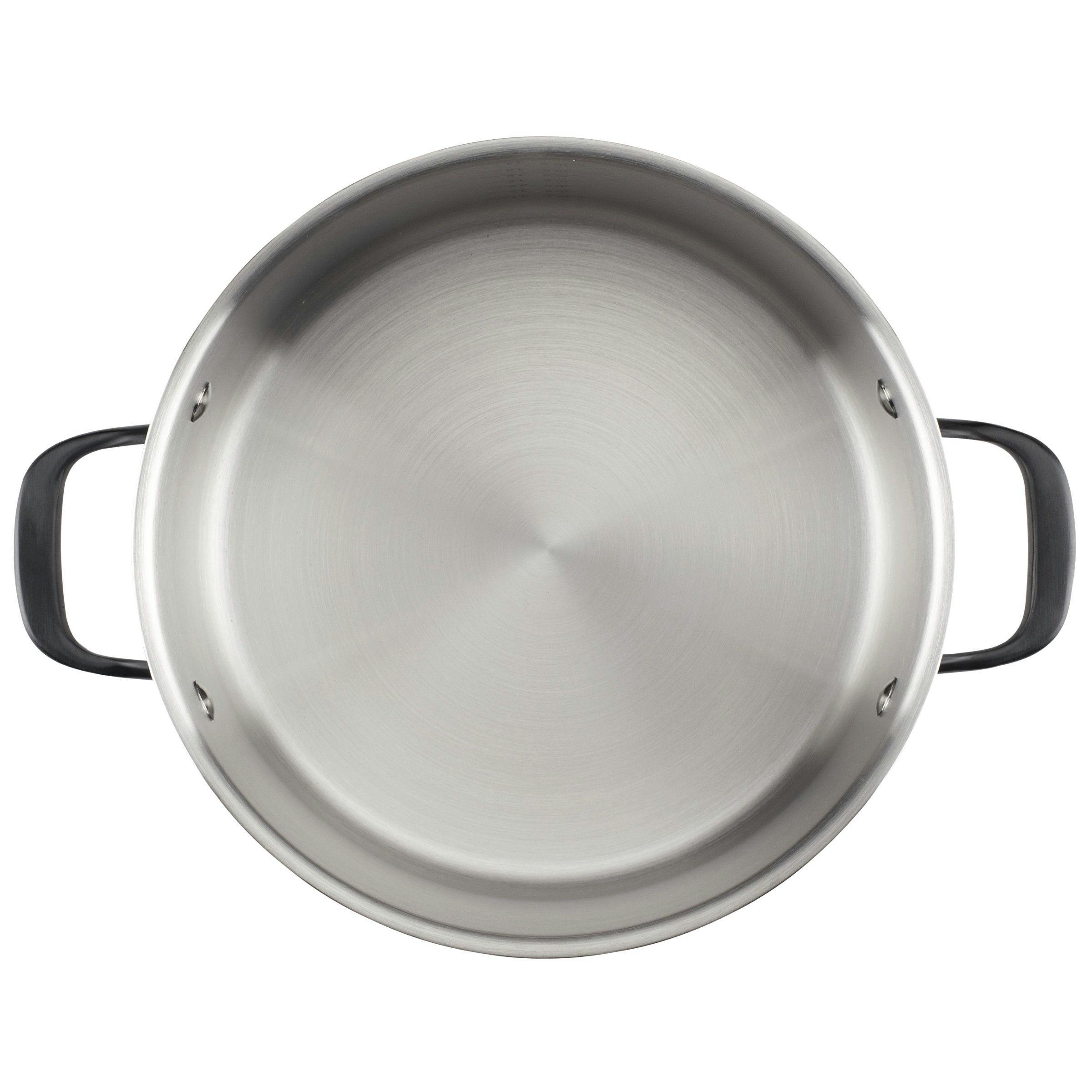 KitchenAid 5-Ply Clad Stainless Steel Stockpot with Lid, 8-Quart, Polished Stainless Steel