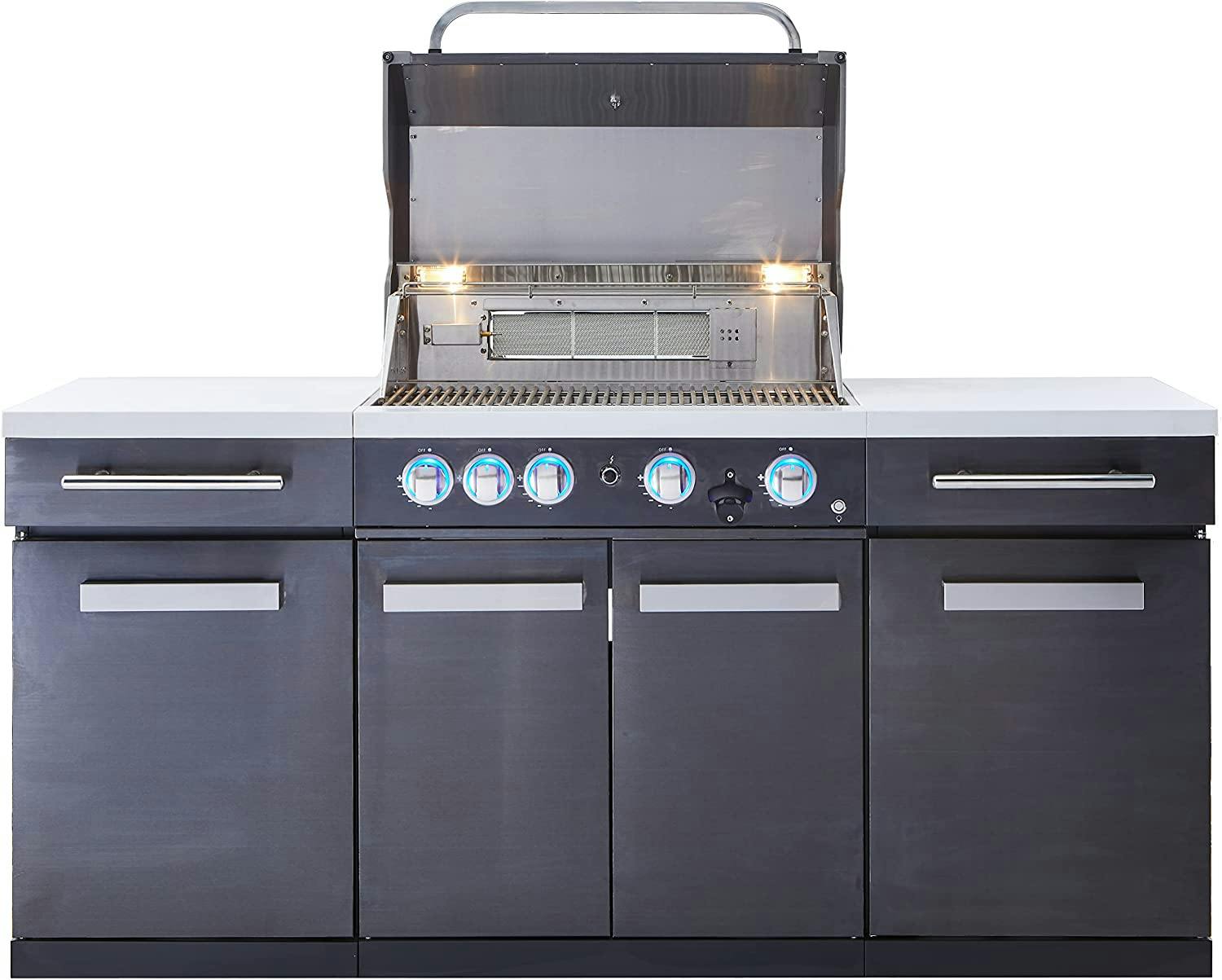 Mont Alpi 957 Gas Island Grill Black Stainless Steel