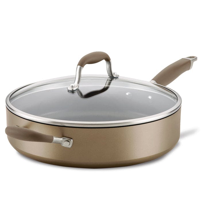 Anolon Advanced Home Hard-Anodized Nonstick Saute Pan with Helper Handle and Lid, 5-Quart