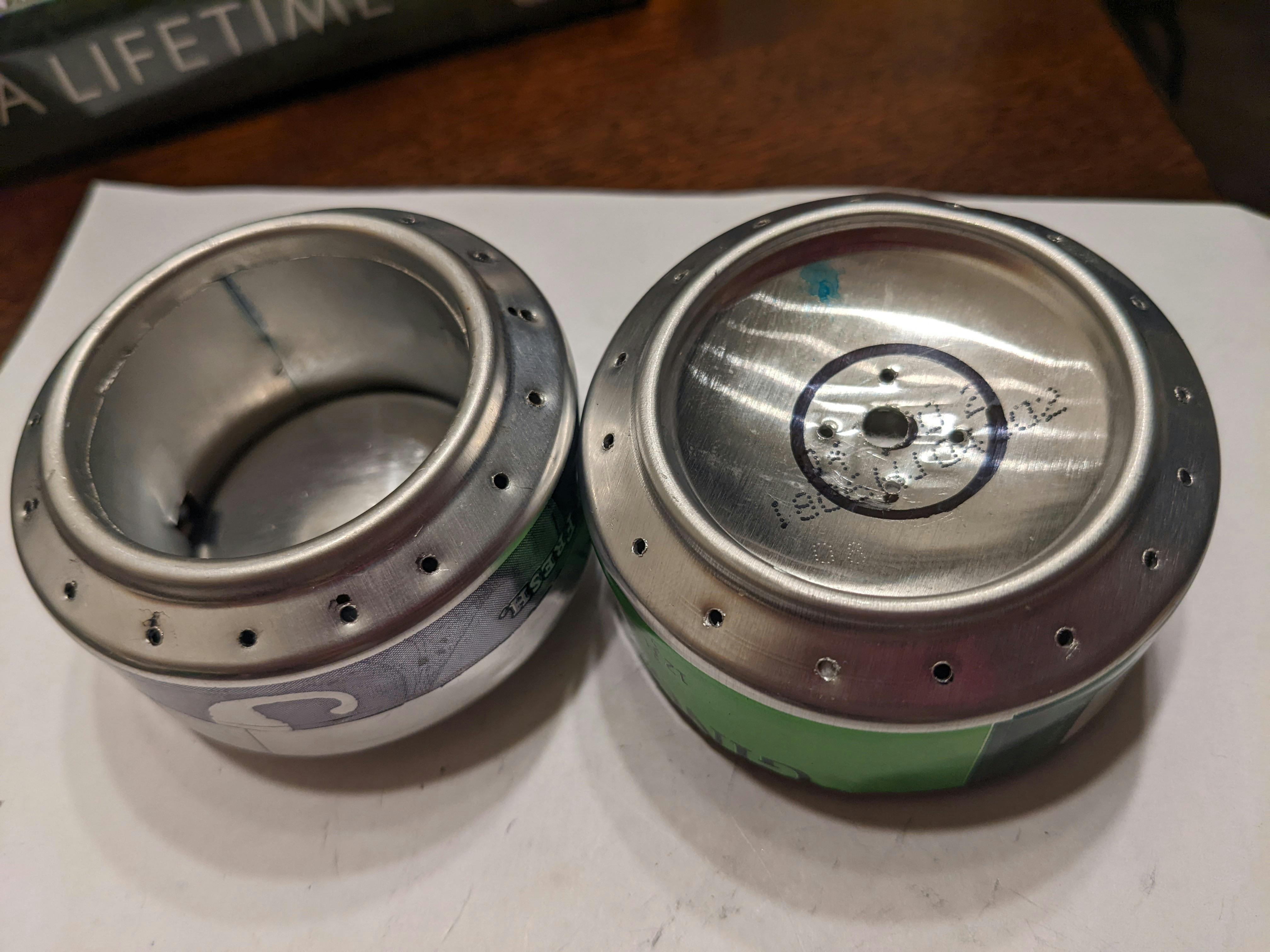 Two different can designs constructed by the author. 