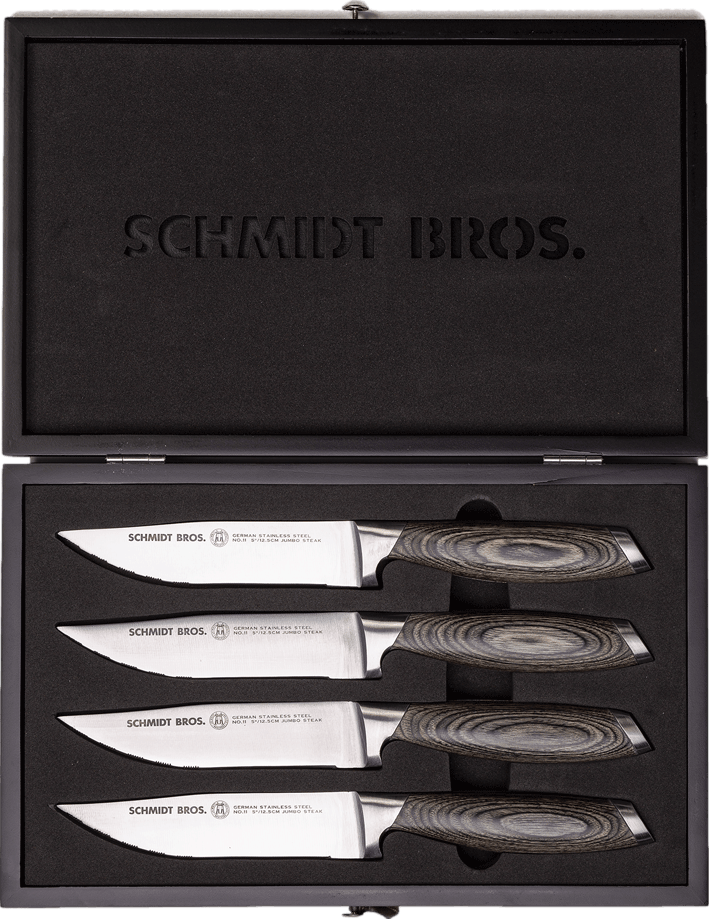 Viking Pakka Wood 6-Piece Steak Knife Set with Commemorative Box (Black)