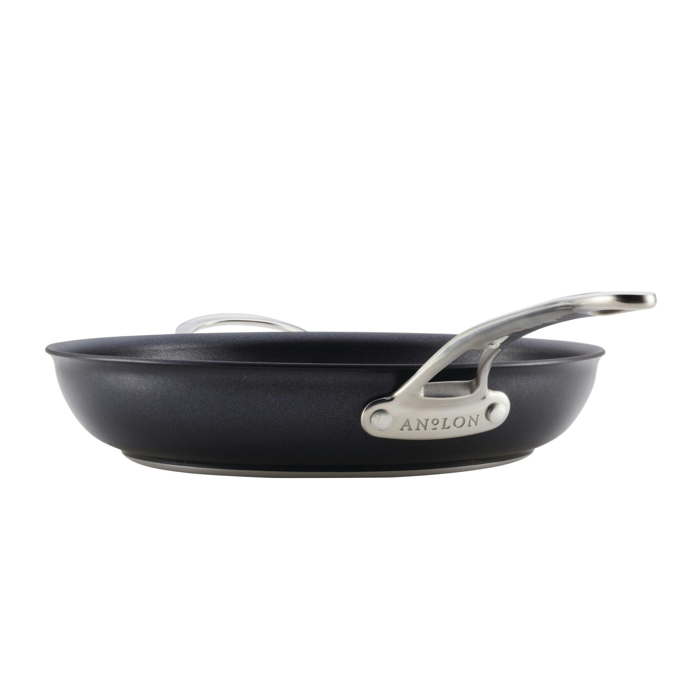 Anolon X Hybrid Nonstick Induction Frying Pan With Helper Handle, 12-Inch, Super Dark Gray