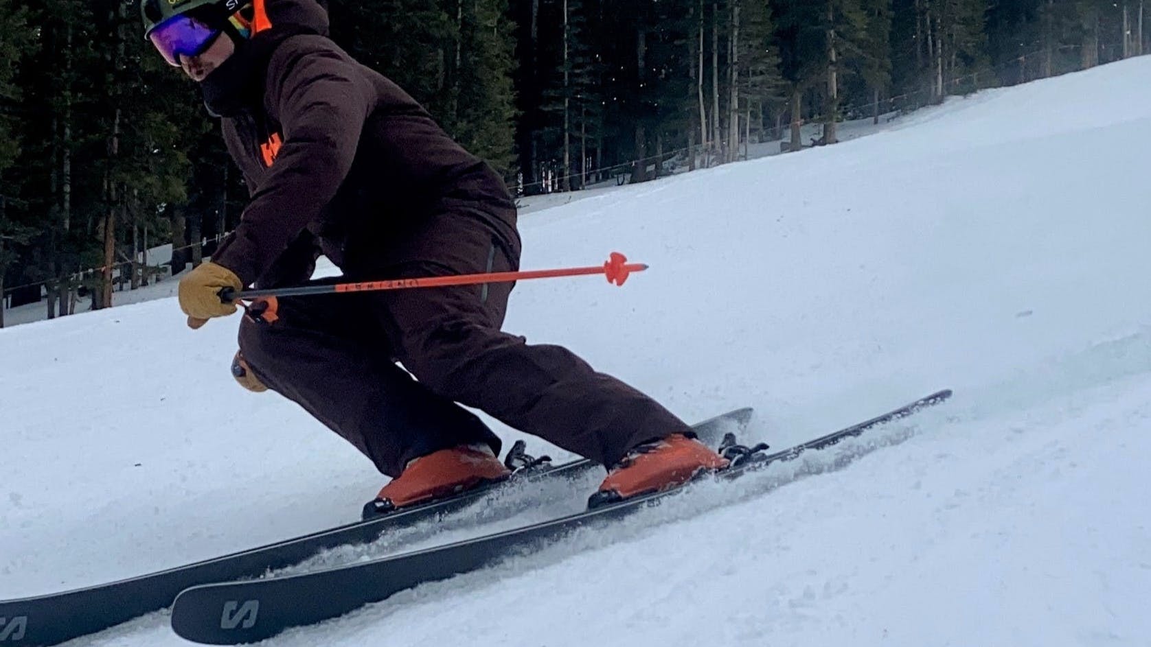 Curated Expert, Evan Korte, skis the 2023 Salomon Stance 96 at Loveland Ski Area.