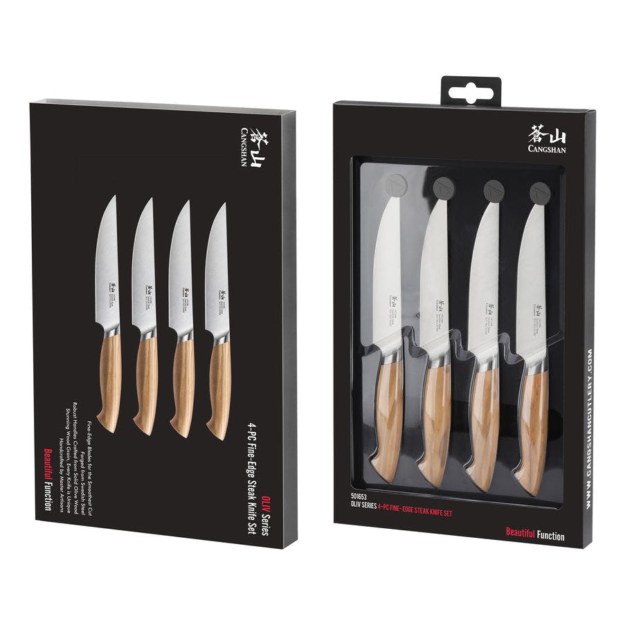 Four Piece Stunning Kitchen Knife Set in Olivewood