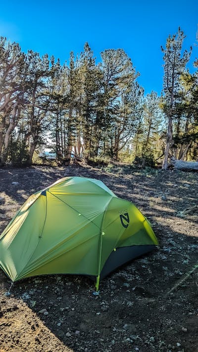 The Nemo Dagger Osmo Tent in a forest.