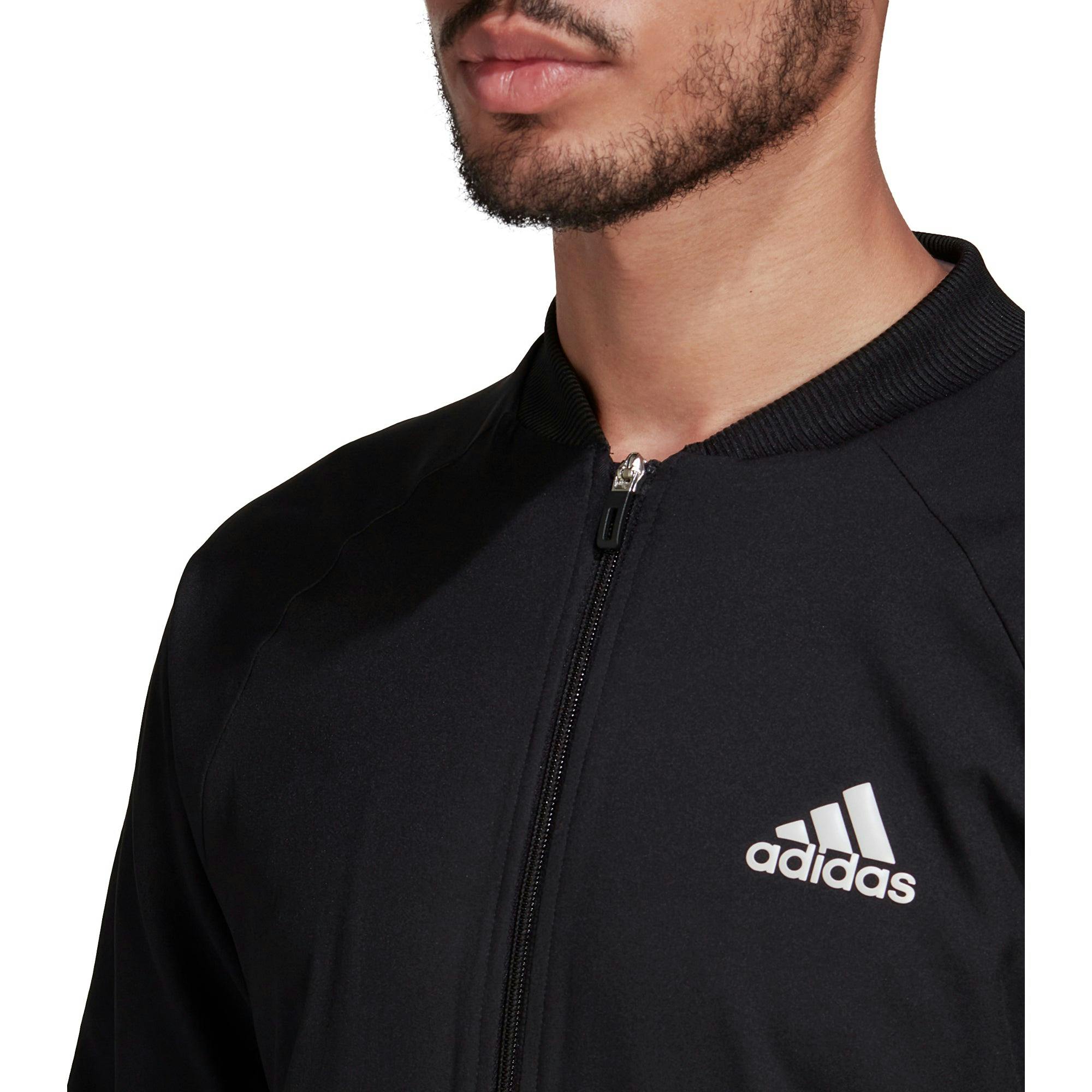 Adidas Stretch Woven Mens Tennis Jacket - WHITE/BLACK 100 / S