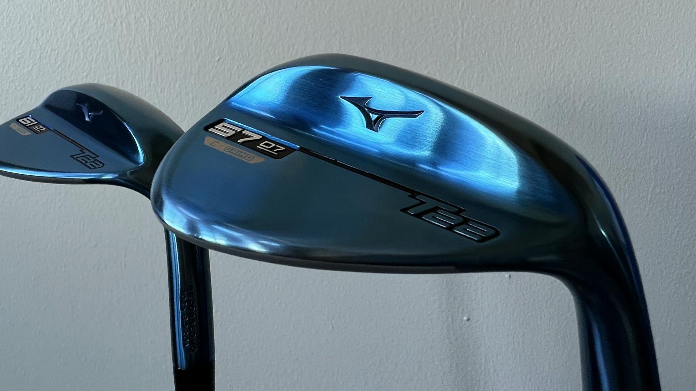 Up close with the 57 and 61 Degree Mizuno T22 Satin Chrome Wedges. 