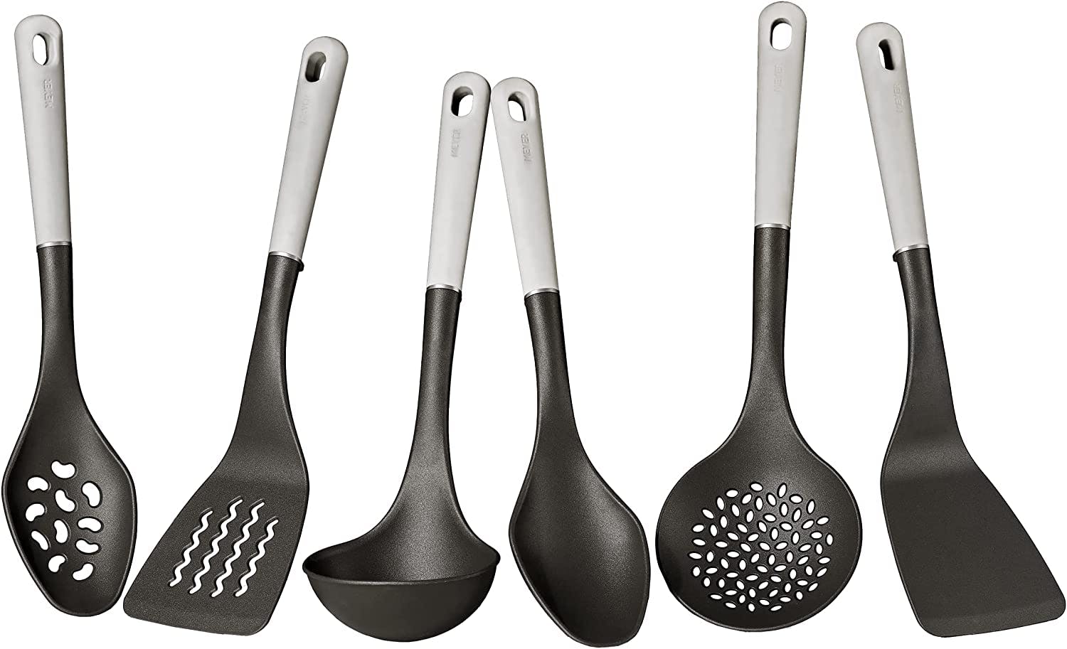 Meyer Everyday Nylon Kitchen Cooking Utensil and Tool Set, 6-Piece, Black with Gray Handles
