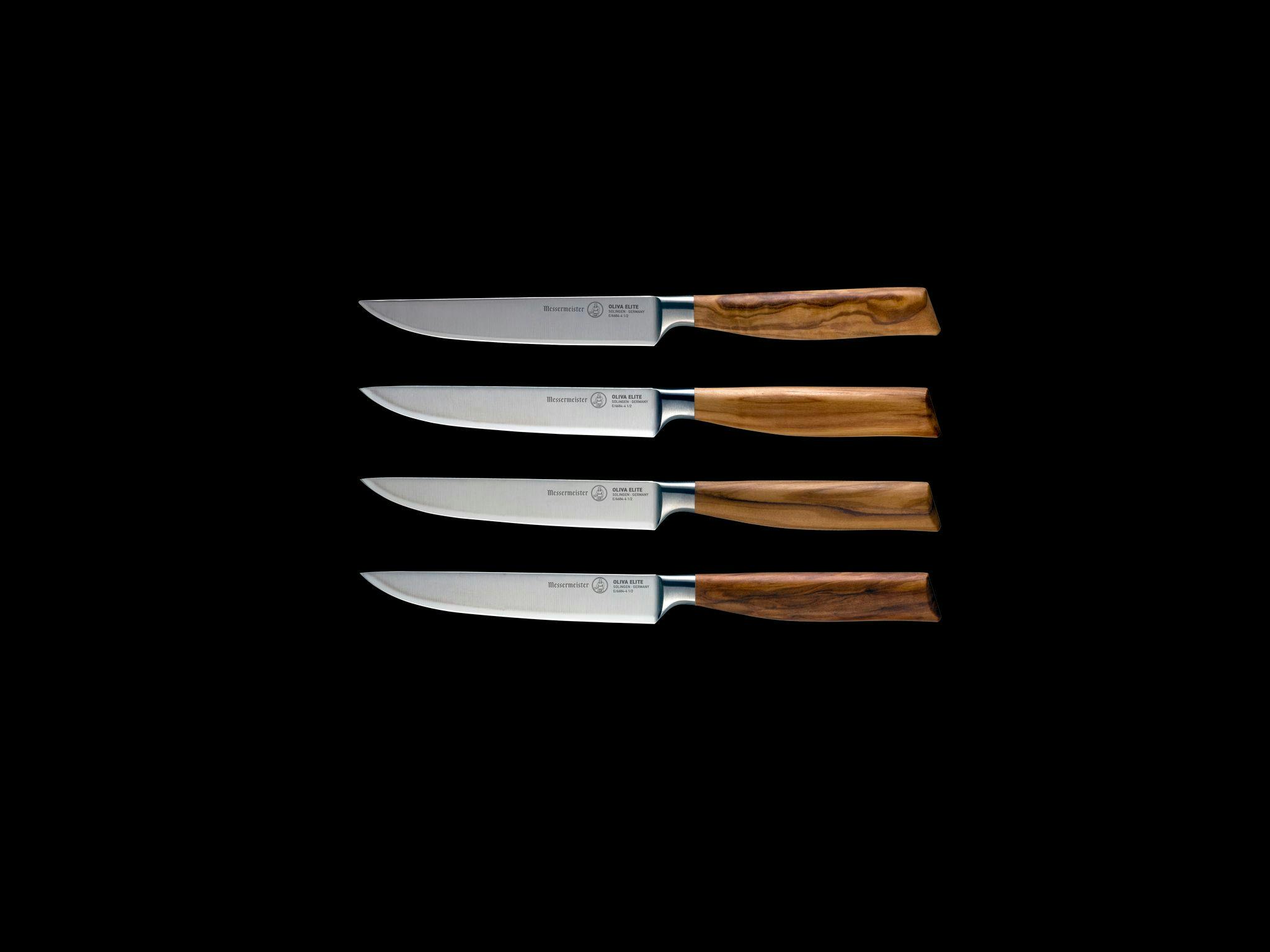 Messermeister Oliva Elite 4 Piece Fine Edge Steak Knife Set