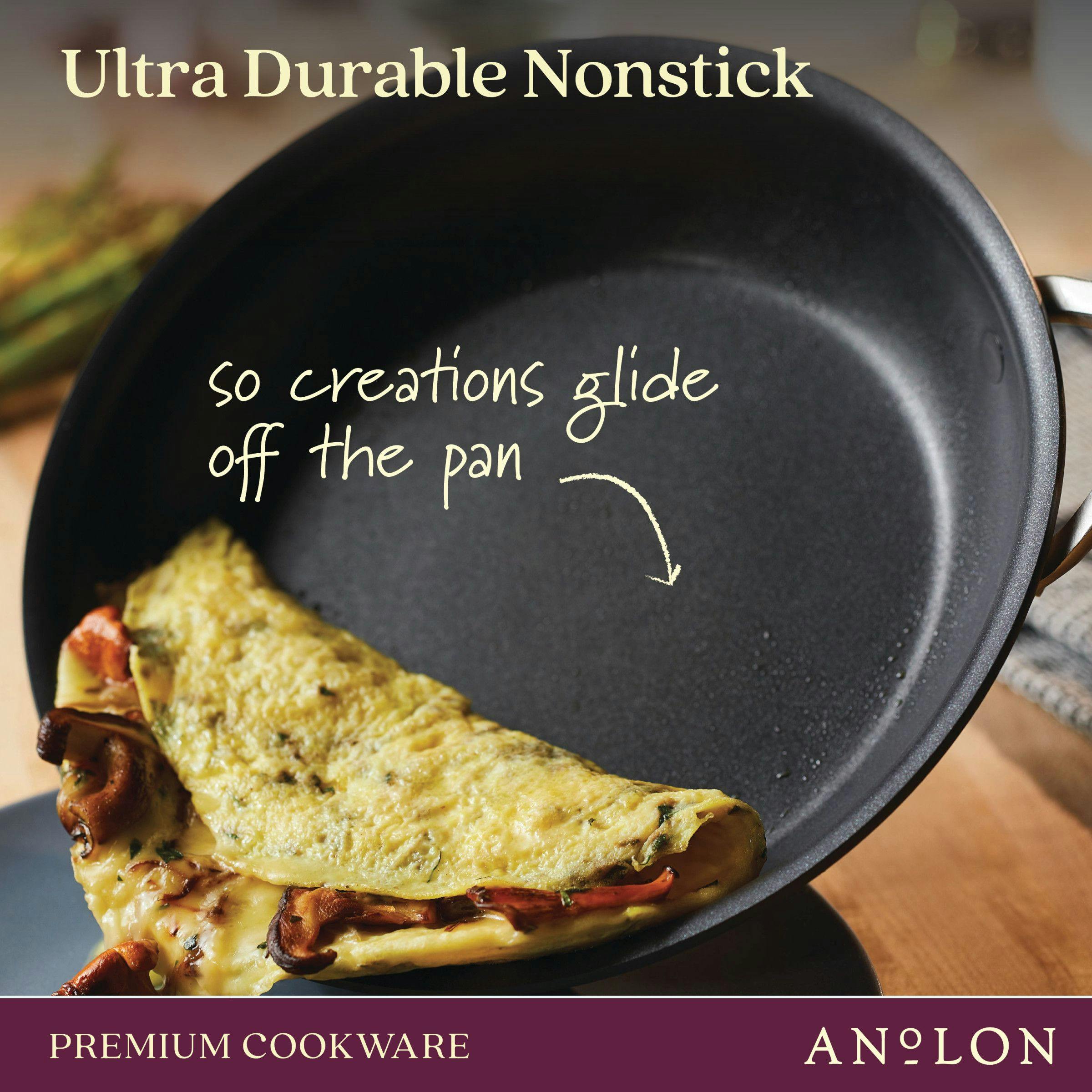 Anolon Nouvelle Copper Luxe Hard-Anodized Nonstick Frying Pan Set, 2-Piece, Onyx