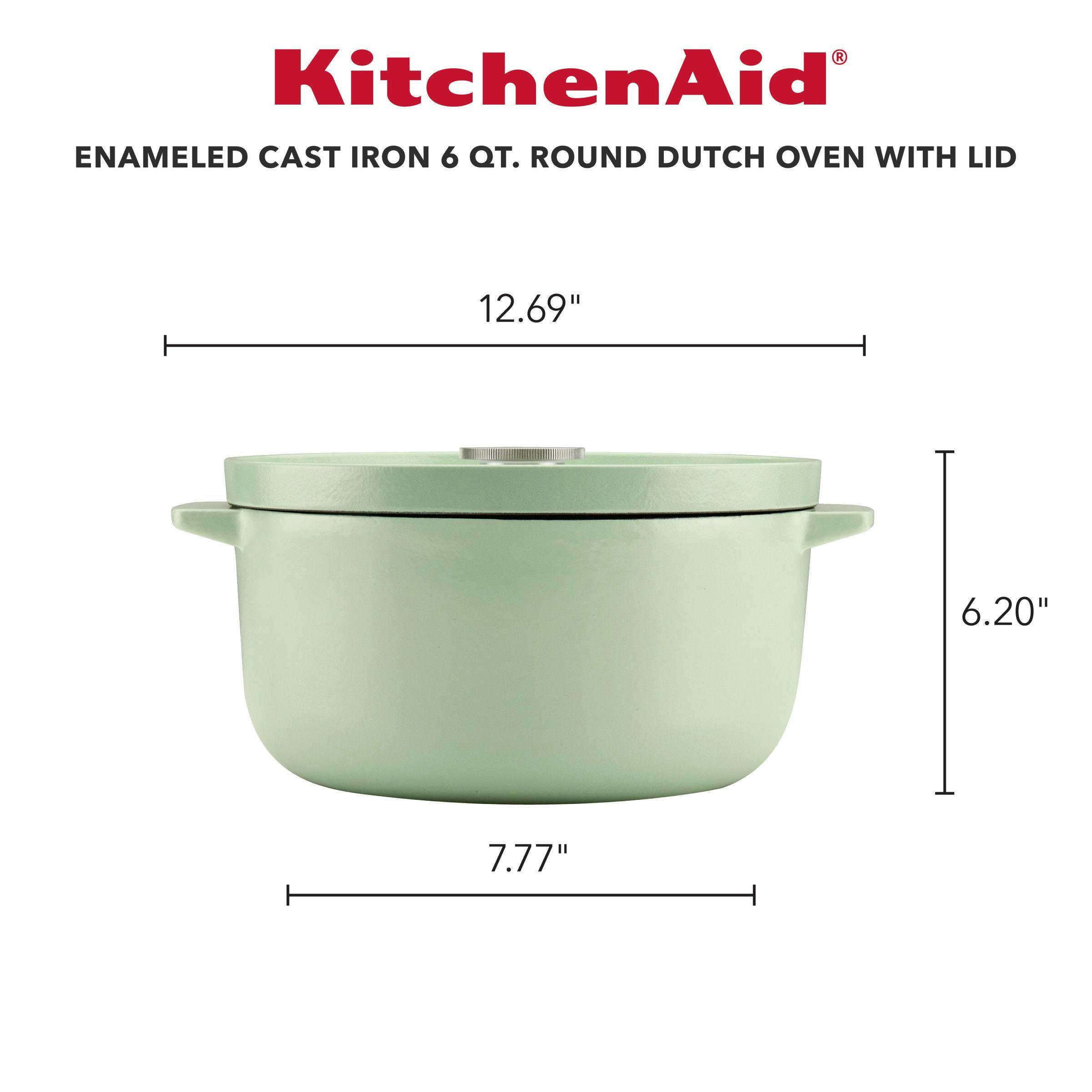 KitchenAid Enameled Cast Iron Induction Dutch Oven, 6-Quart, Pistachio