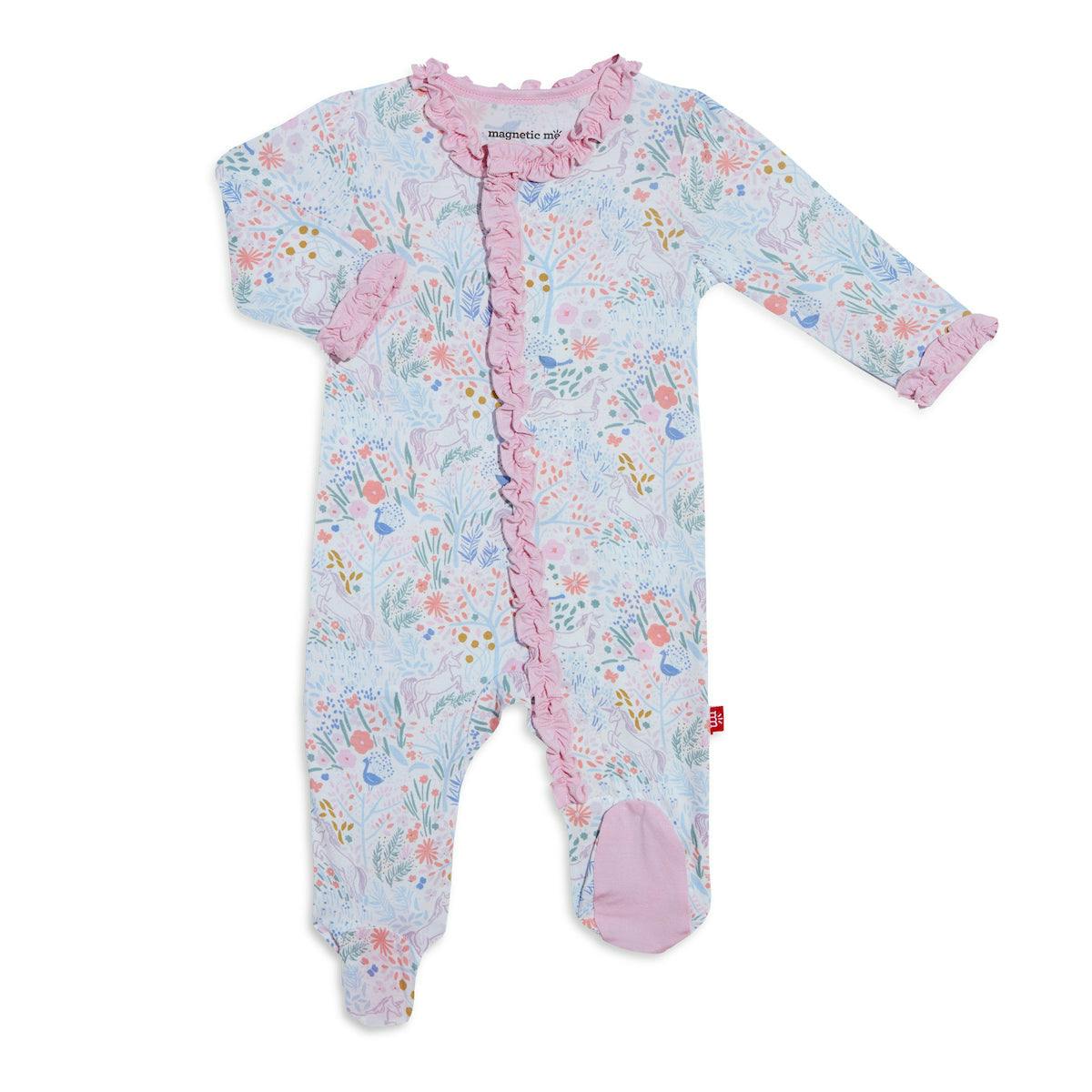 Magnetic Me Modal Ruffle Footie Pixie Pines · 6/9 months