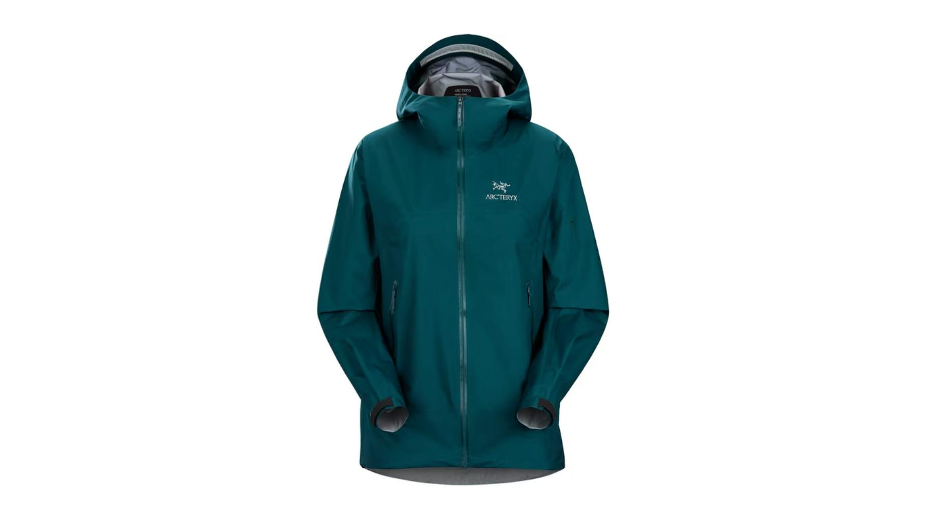 The Arc'Teryx Beta Jacket in turquoise.