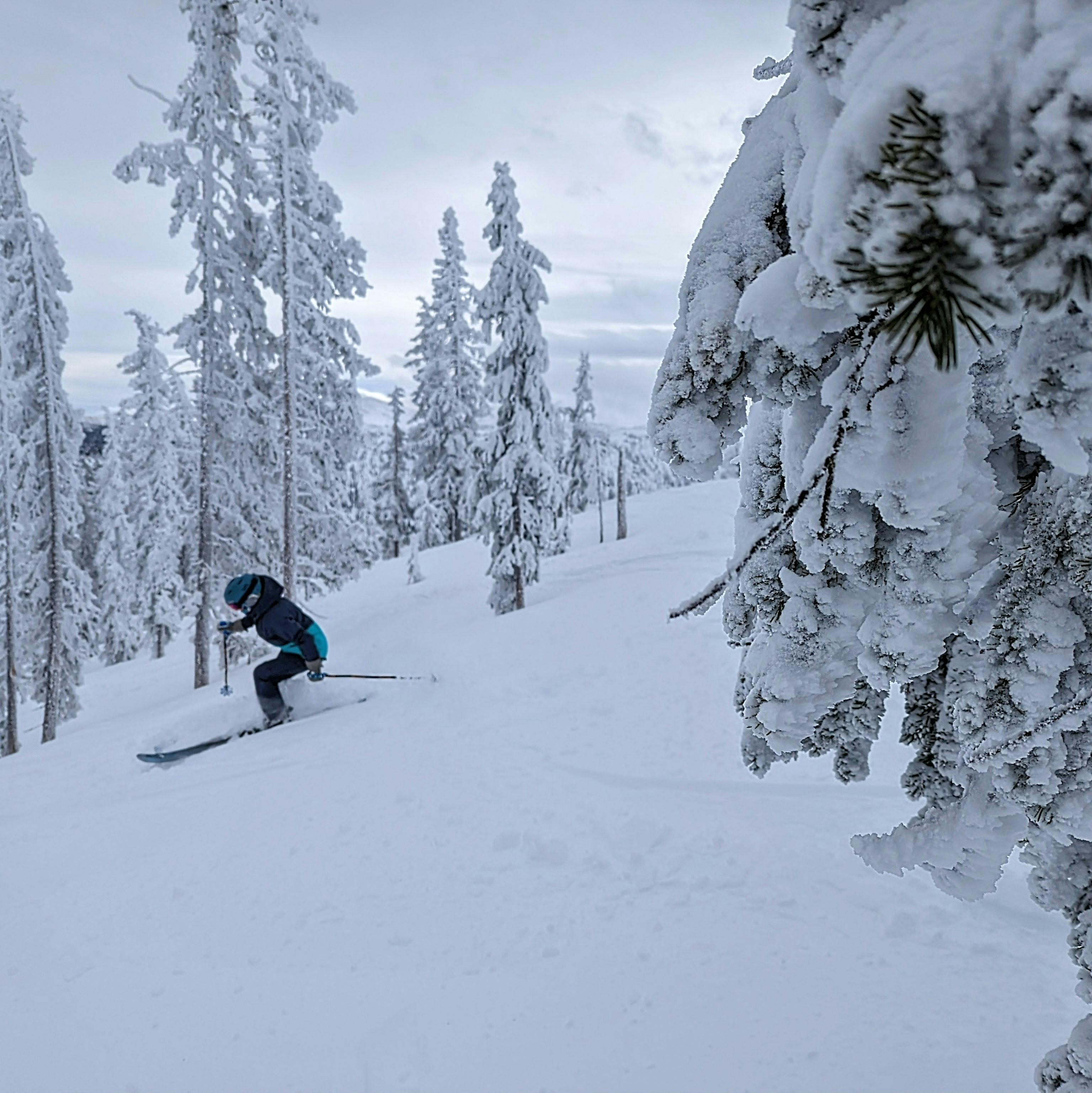 A skier on the Nordica Unleashed 98 W Skis · Women's · 2023.