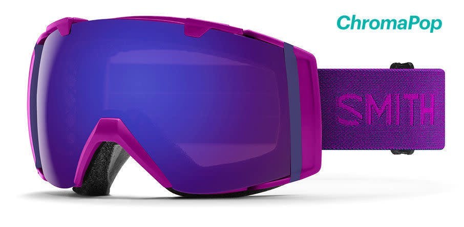 A pair of purple ski goggles