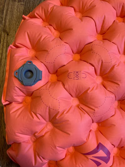 Close up of the inflation valve on the Sea To Summit Ultralight Insulated Women's Mat.
