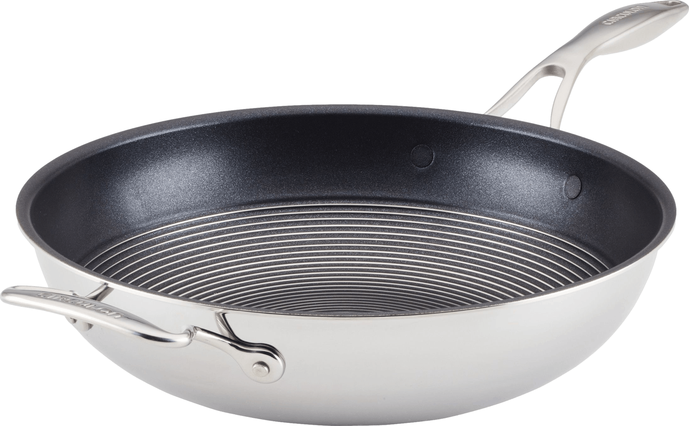 Circulon Clad Stainless Steel Induction Stir Fry Pan with Hybrid SteelShield and Nonstick Technology, 12.5-Inch, Silver