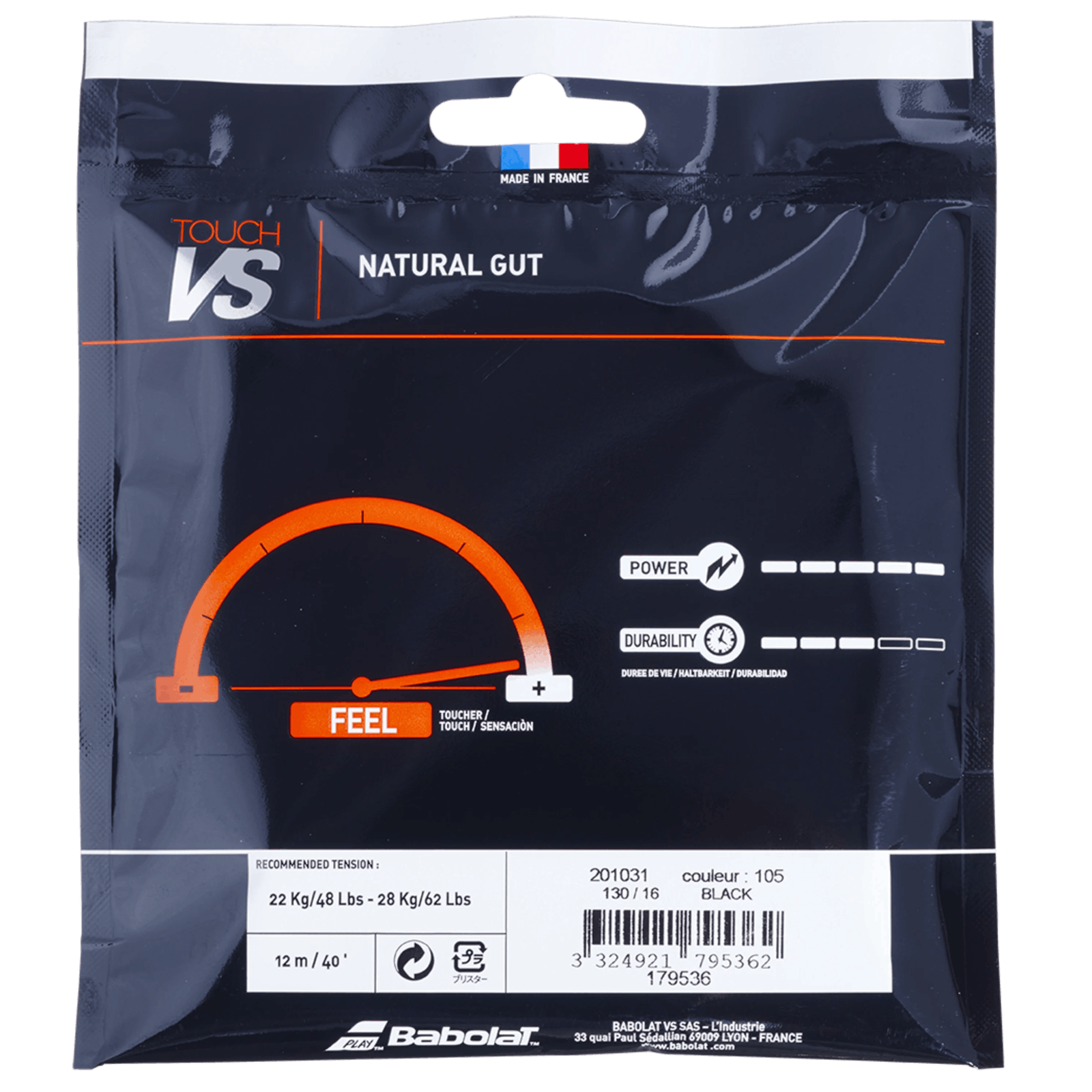 Babolat Touch VS Natural Gut String · 16g · Black