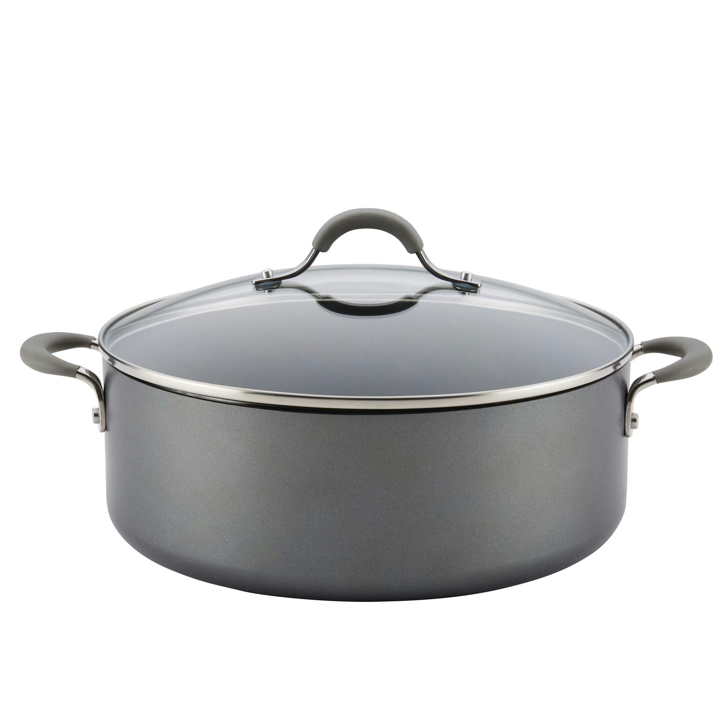 Circulon Elementum Hard-Anodized Nonstick Stockpot with Lid, 7.5-Quart, Oyster Gray