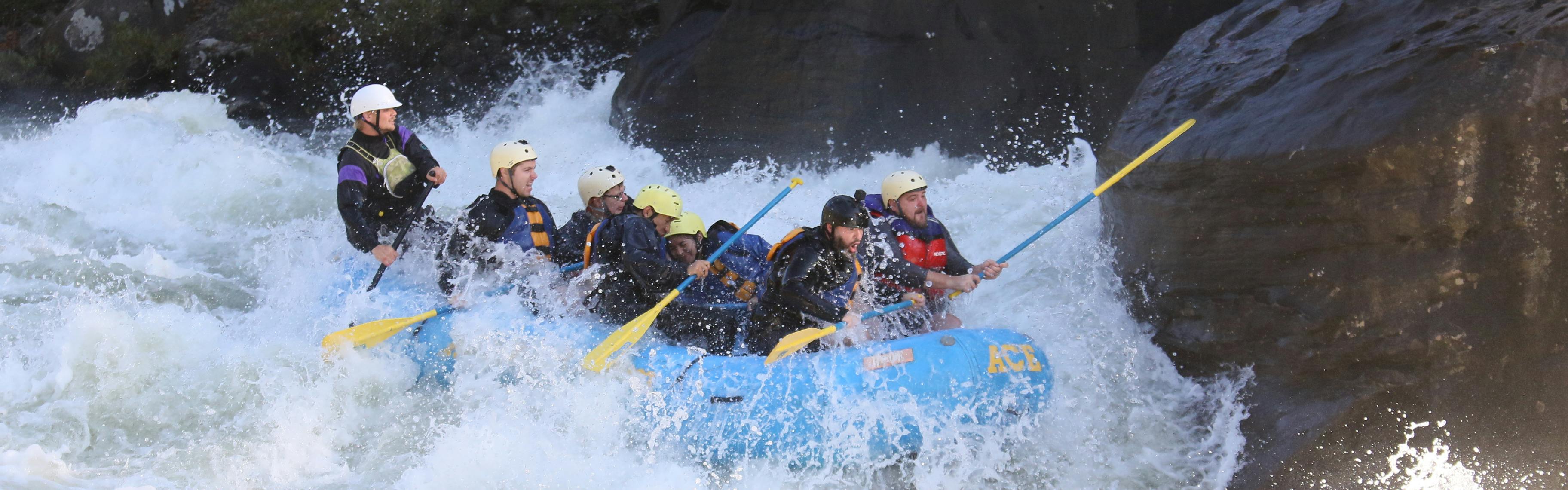 A group of whitewater rafters