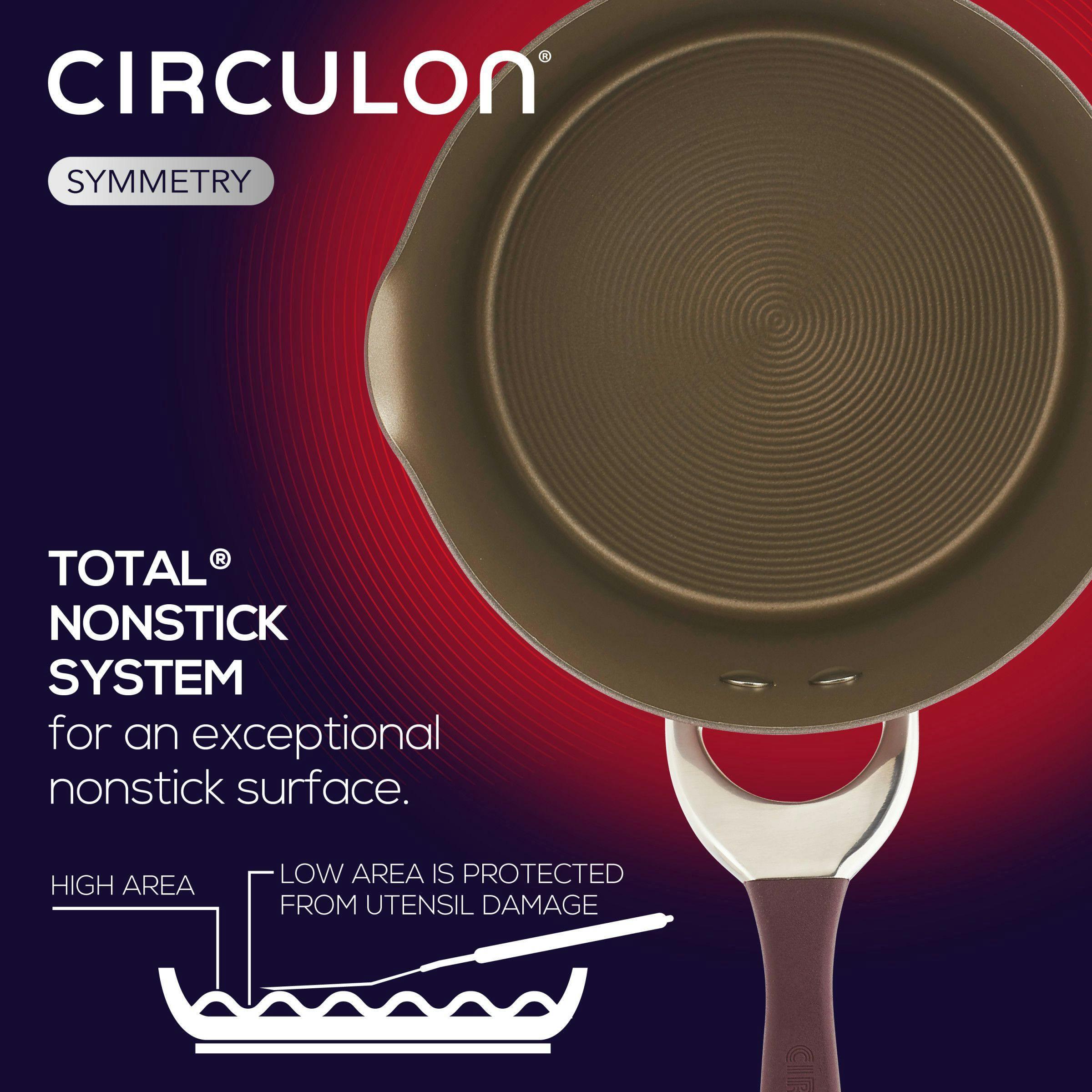 Circulon Symmetry Hard-Anodized Nonstick Induction Saucepan with Straining Lid, 3.5-Quart, Merlot