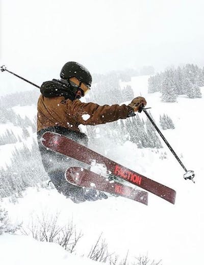 Dave G. Skiing on the Faction Candide 3.0 Skis