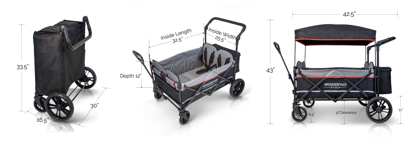Wonderfold X4M Push + Pull Wagon w/ Magnetic Harness (4 Seater) · Blueberry Blue