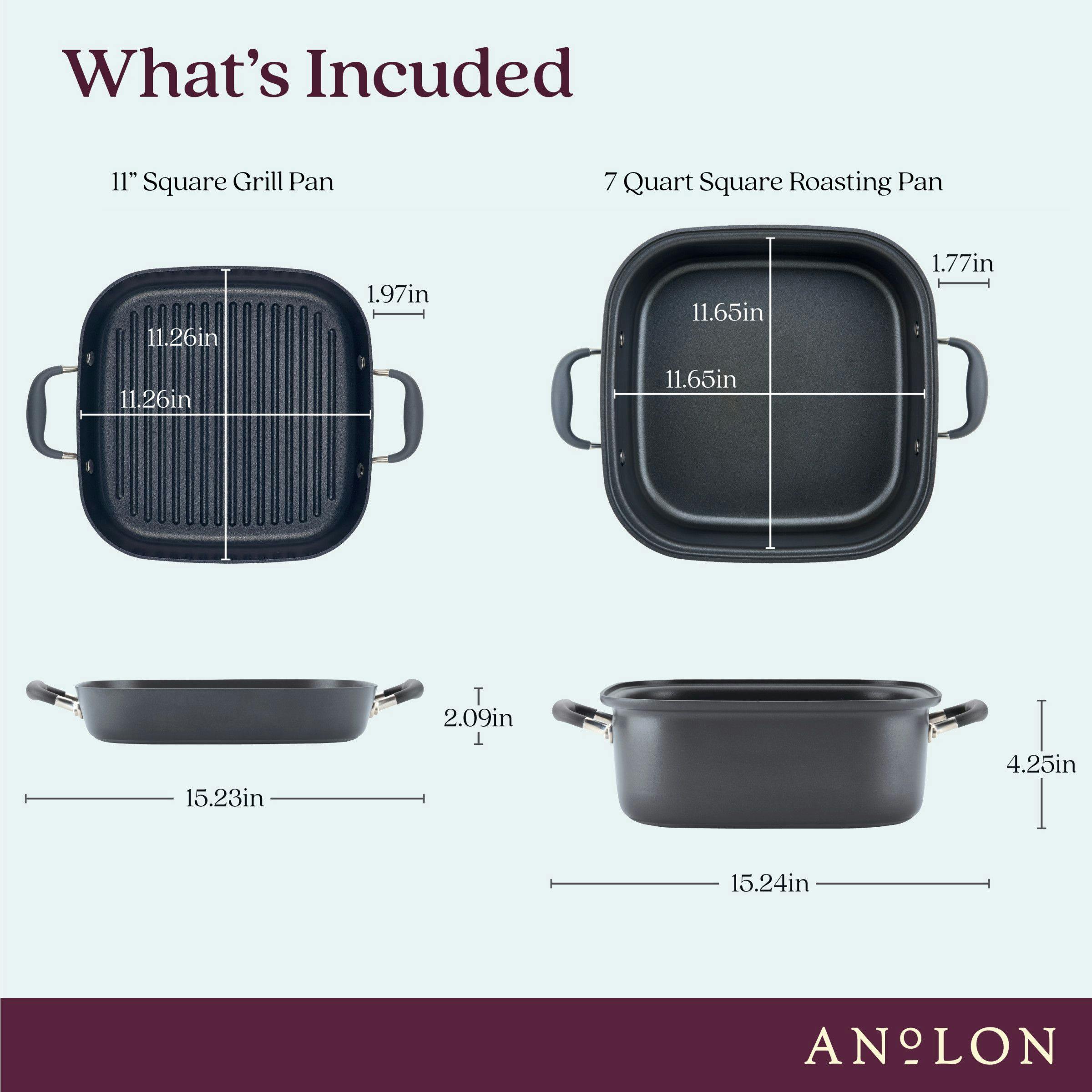 Anolon Advanced Hard Anodized Nonstick Two Step Meal Combo Cookware Set, 2-Piece, Moonstone