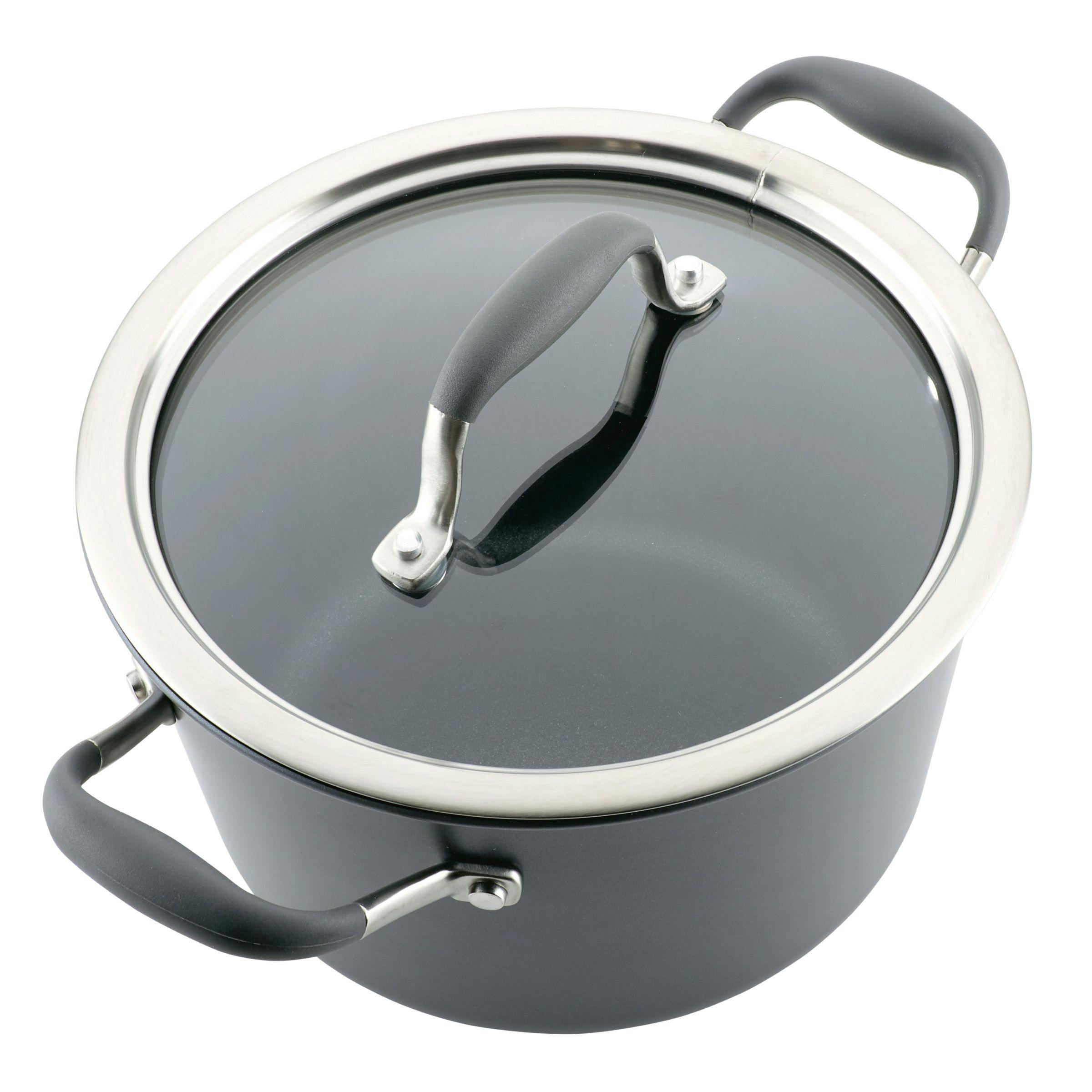 Anolon Advanced Home Hard-Anodized Nonstick Saucepot with Lid, 4.5-Quart, Moonstone